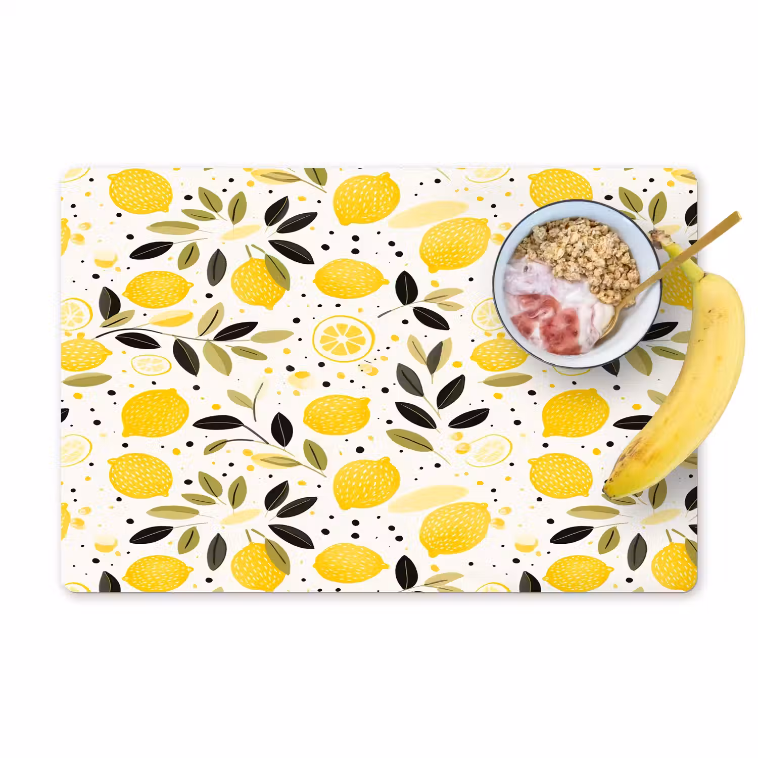 Citroenen - Geel - Wit - Stippen Placemat vinyl groot 368 -zzzproduct_Kitchenyeah-website