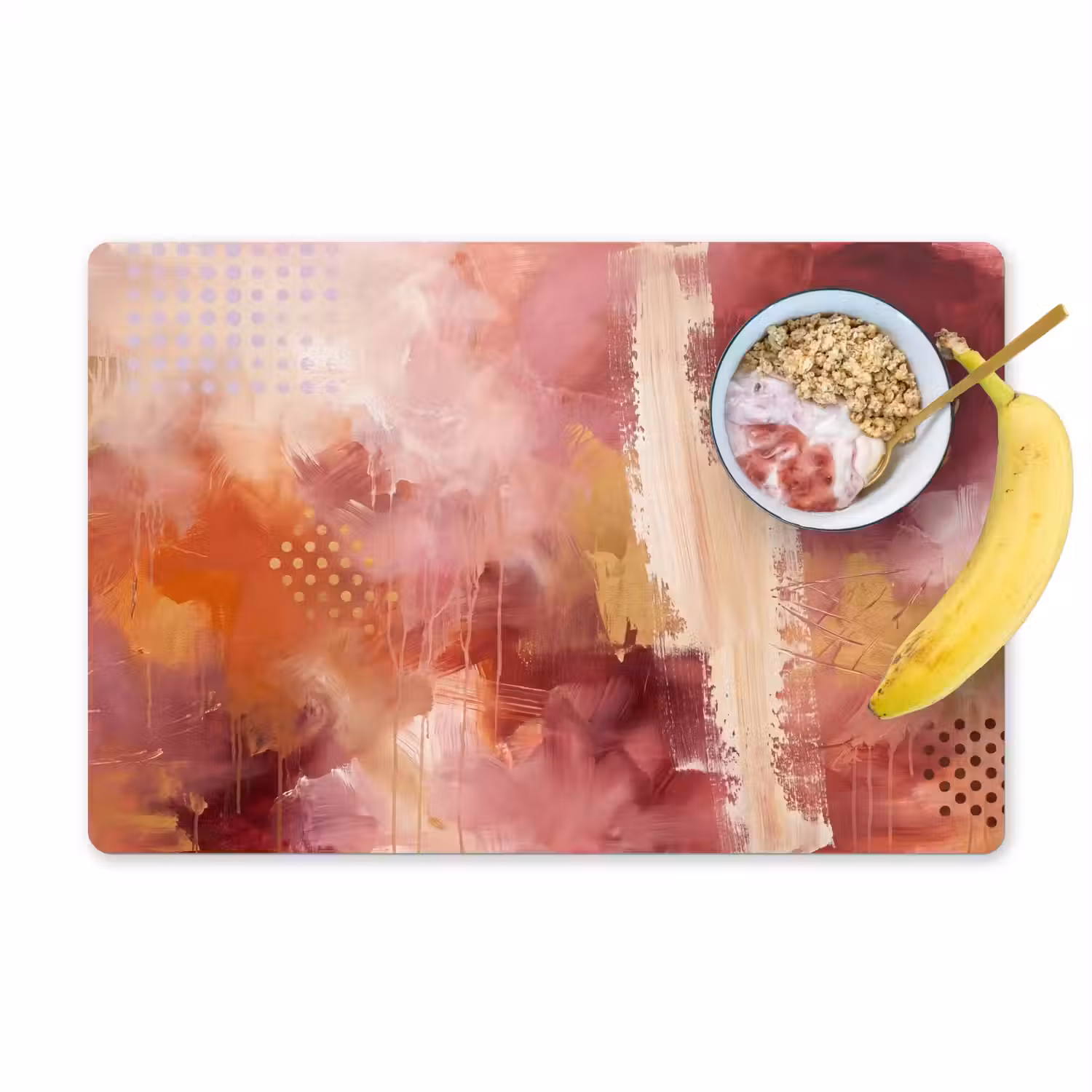 Abstract - Rood - Goud - Modern - Kunst Placemat vinyl groot -zzzproduct_Kitchenyeah-website