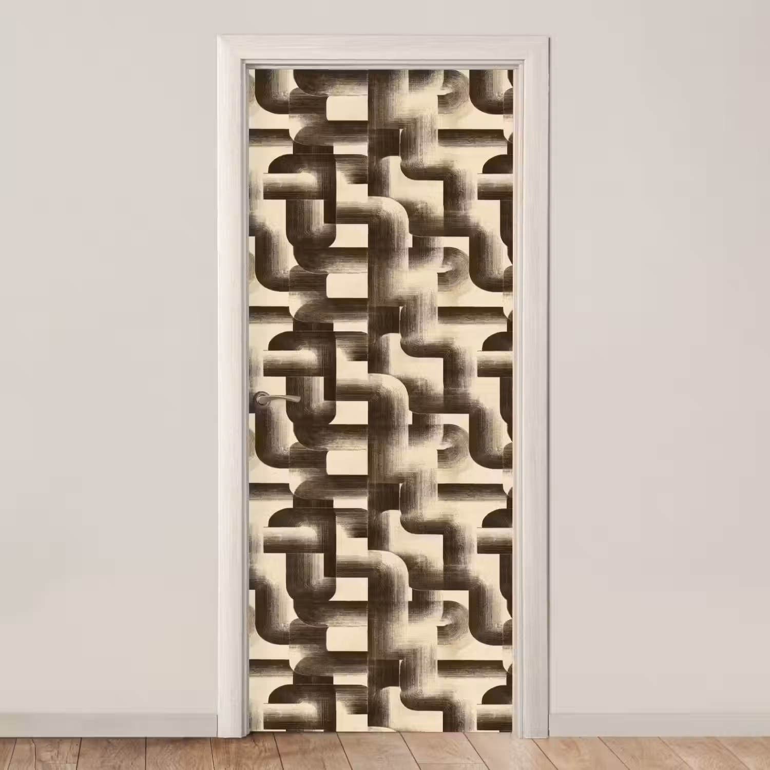 Abstract - Retro - Zwart deurposter klein 289 -3d_beige