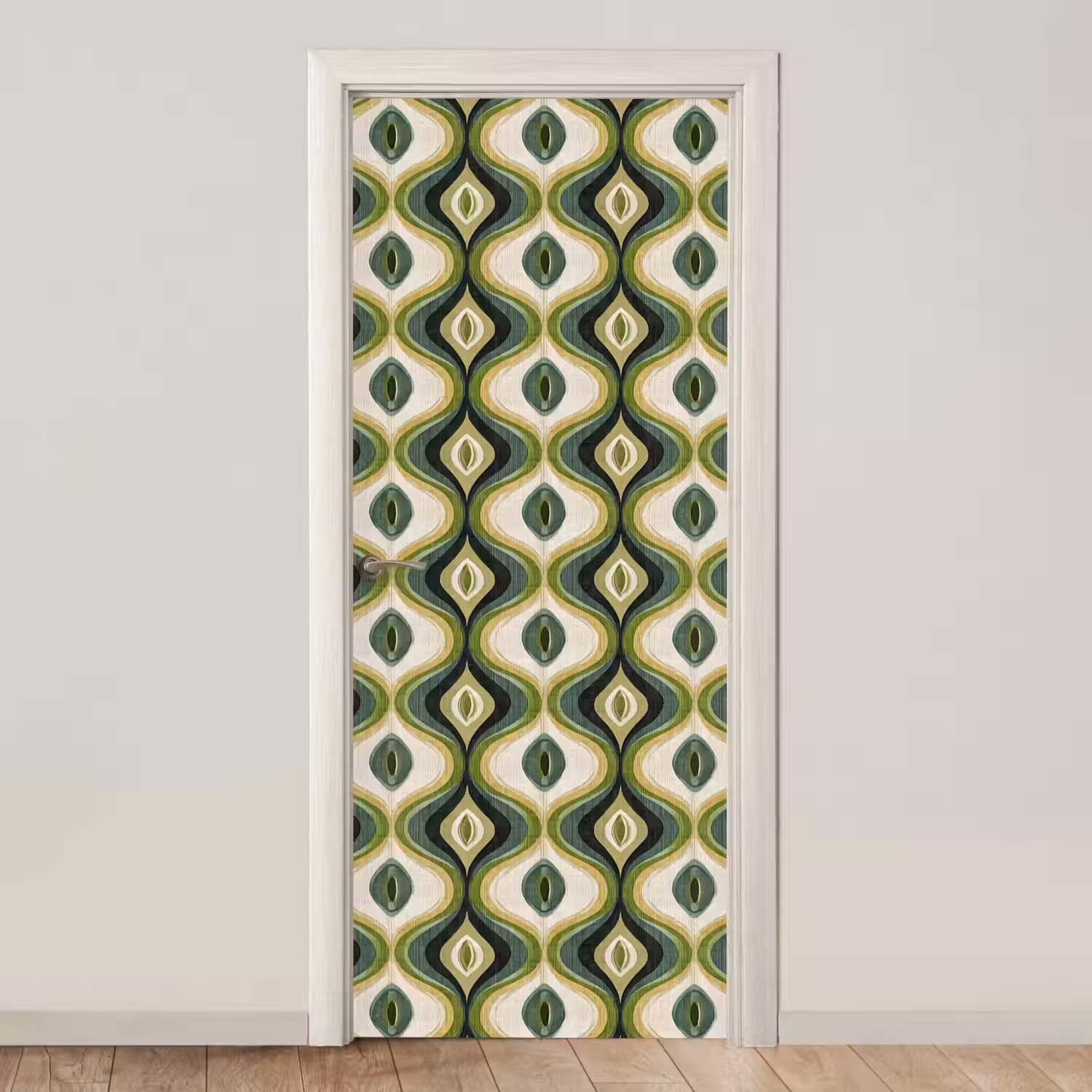 Abstract - Ritmisch - Groen deurposter klein 289 -3d_beige