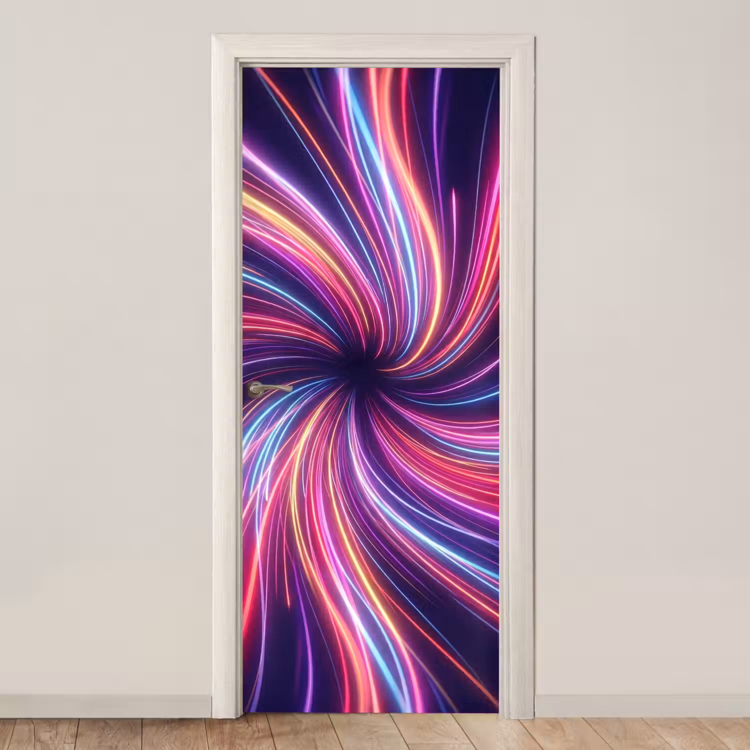 Abstract - Swirl - Futuristic - Neon deurposter klein -3d_beige