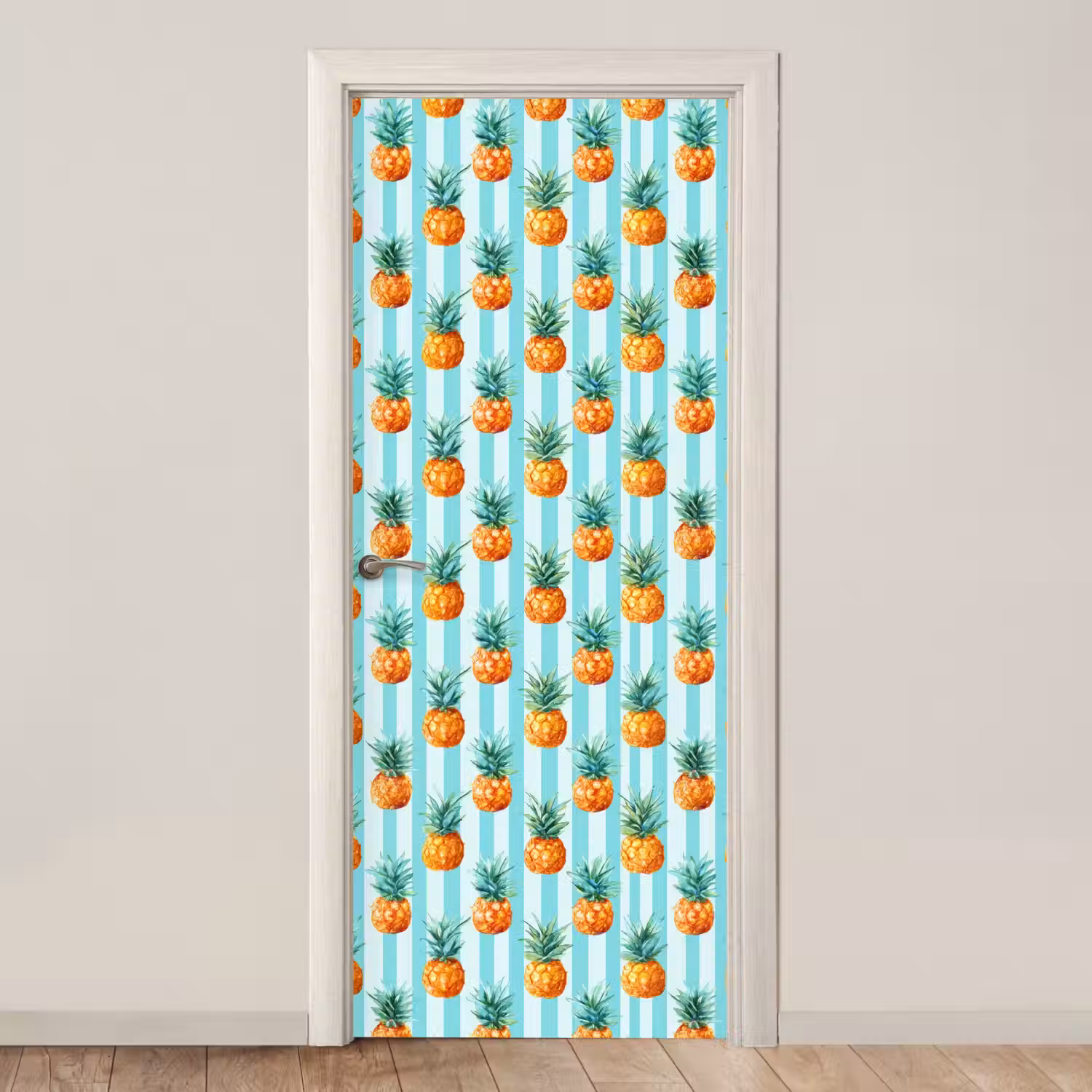 Ananas - Strepen - Groen deurposter klein 289 -3d_beige