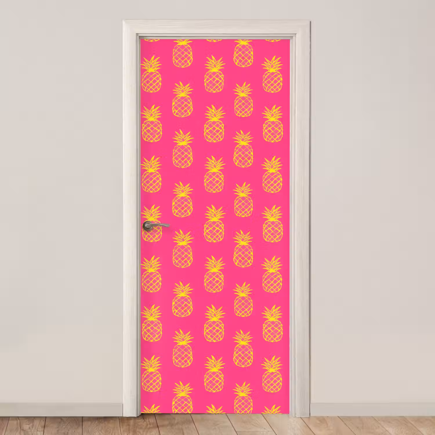 Ananas - Trendy - Roze deurposter klein 289 -3d_beige