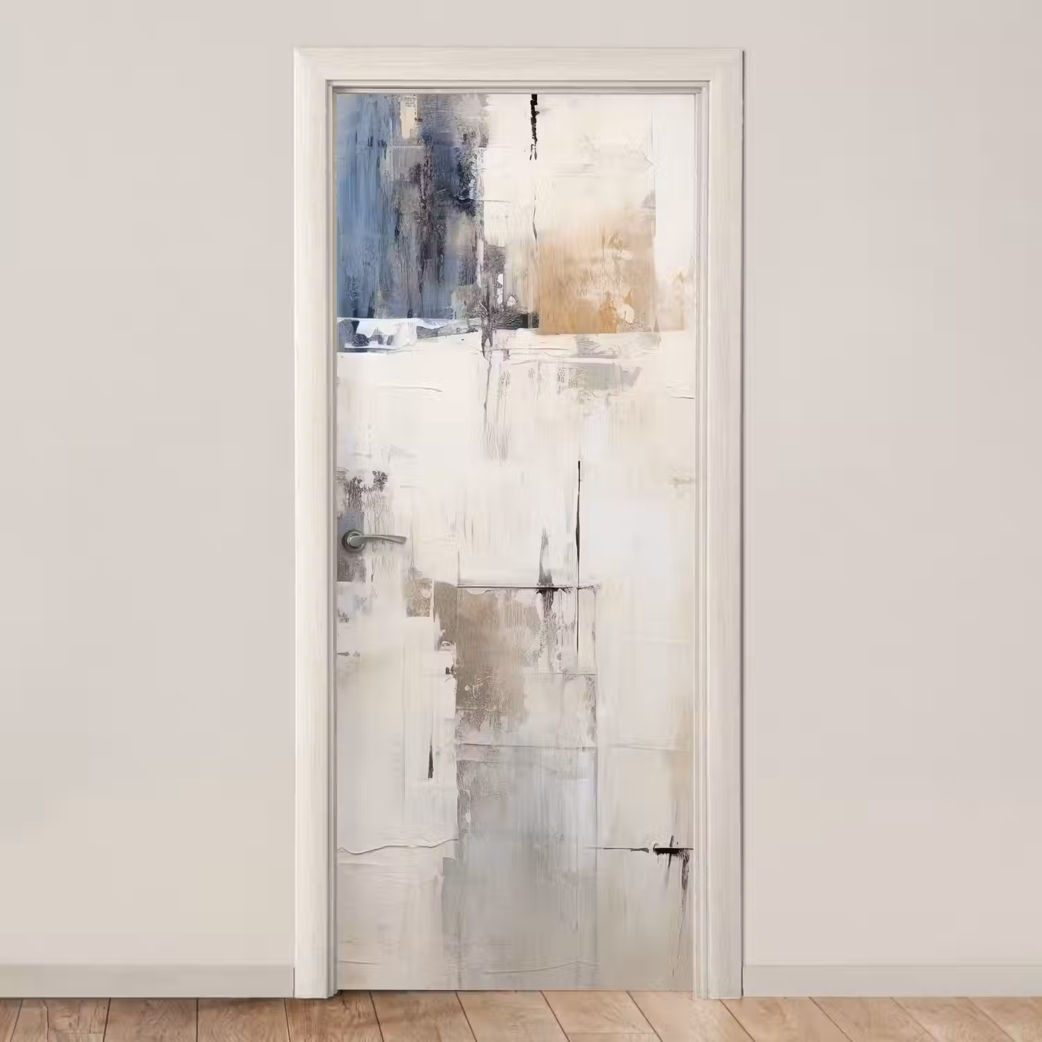 Aquarel - Abstract - Kunst deurposter klein -3d_beige