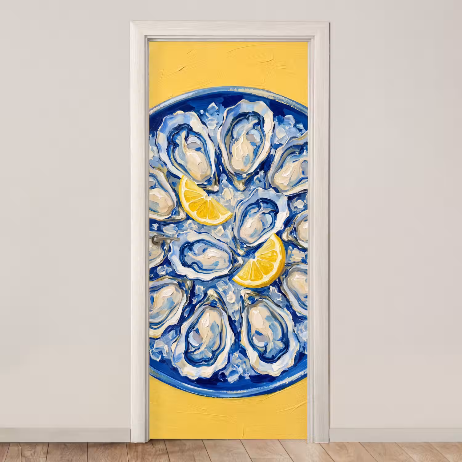 Oesters - Citroen - IJs - Modern - Geel deurposter klein -3d_beige