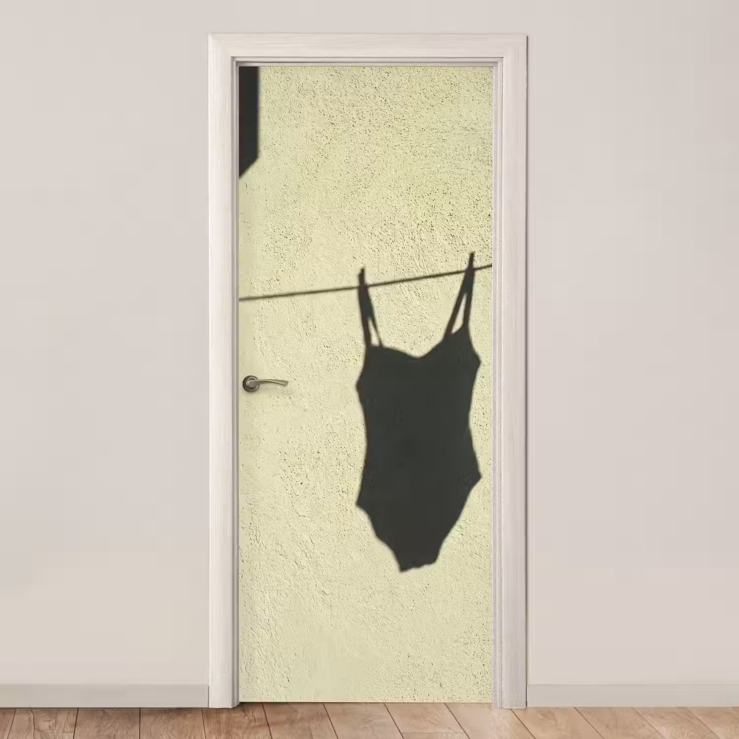Badpak - Schaduw - Muur - Zomer - Minimalistisch deurposter klein -3d_beige