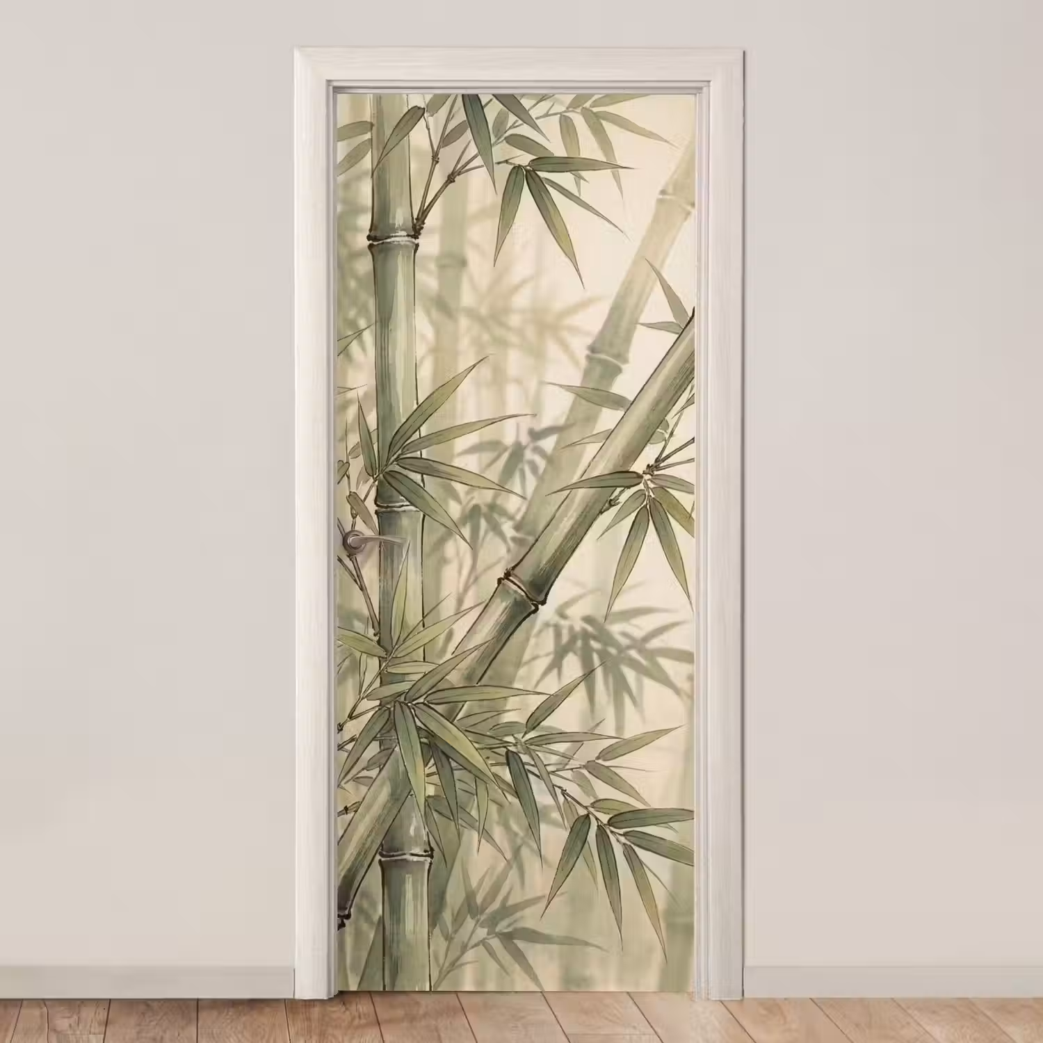 Bamboe - Bladeren - Aziatisch - Groen - Natuur deurposter klein -3d_beige