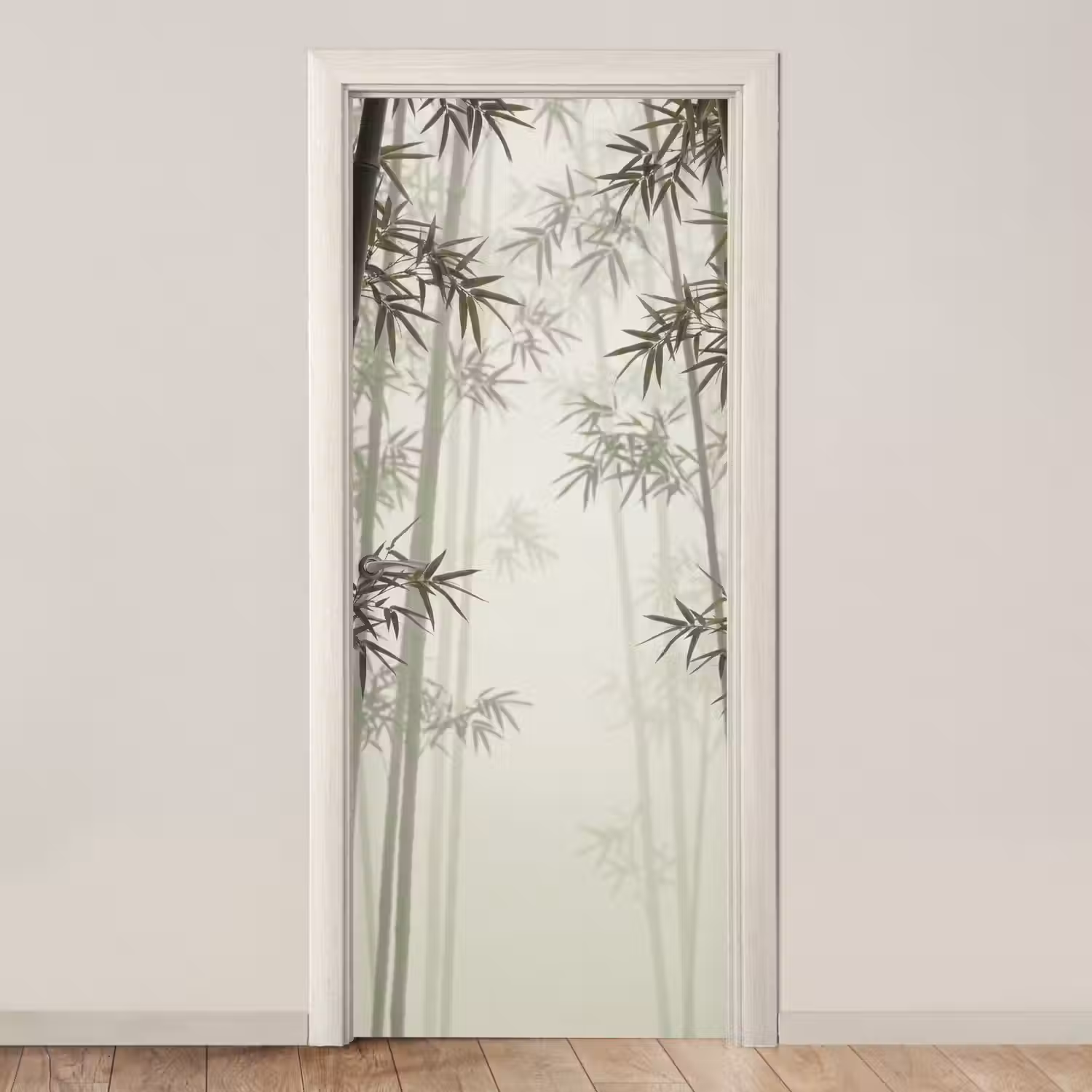 Bamboe - Bos - Mist - Natuur deurposter klein -3d_beige