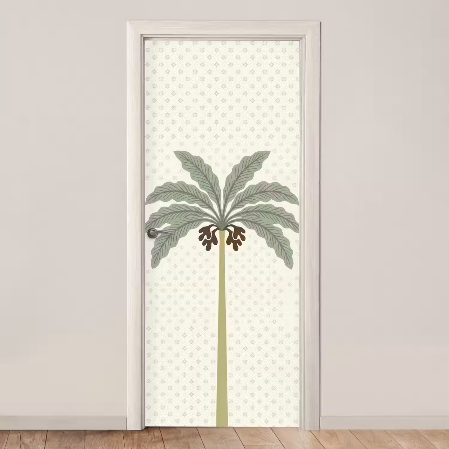 Boom - Bladeren - Groen - Decoratief - Beige deurposter klein -3d_beige