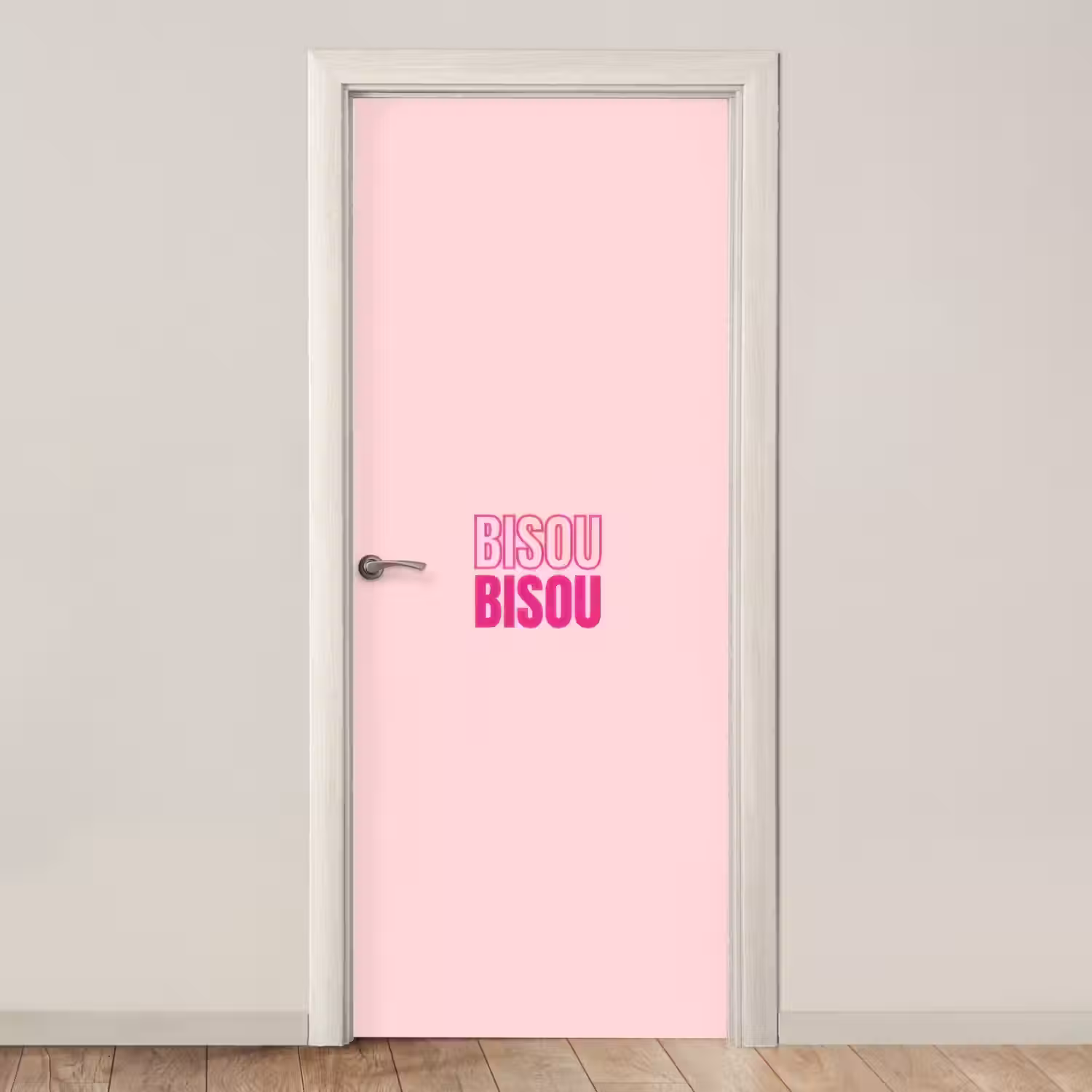 Bisou - Roze - Minimalistisch deurposter klein -3d_beige