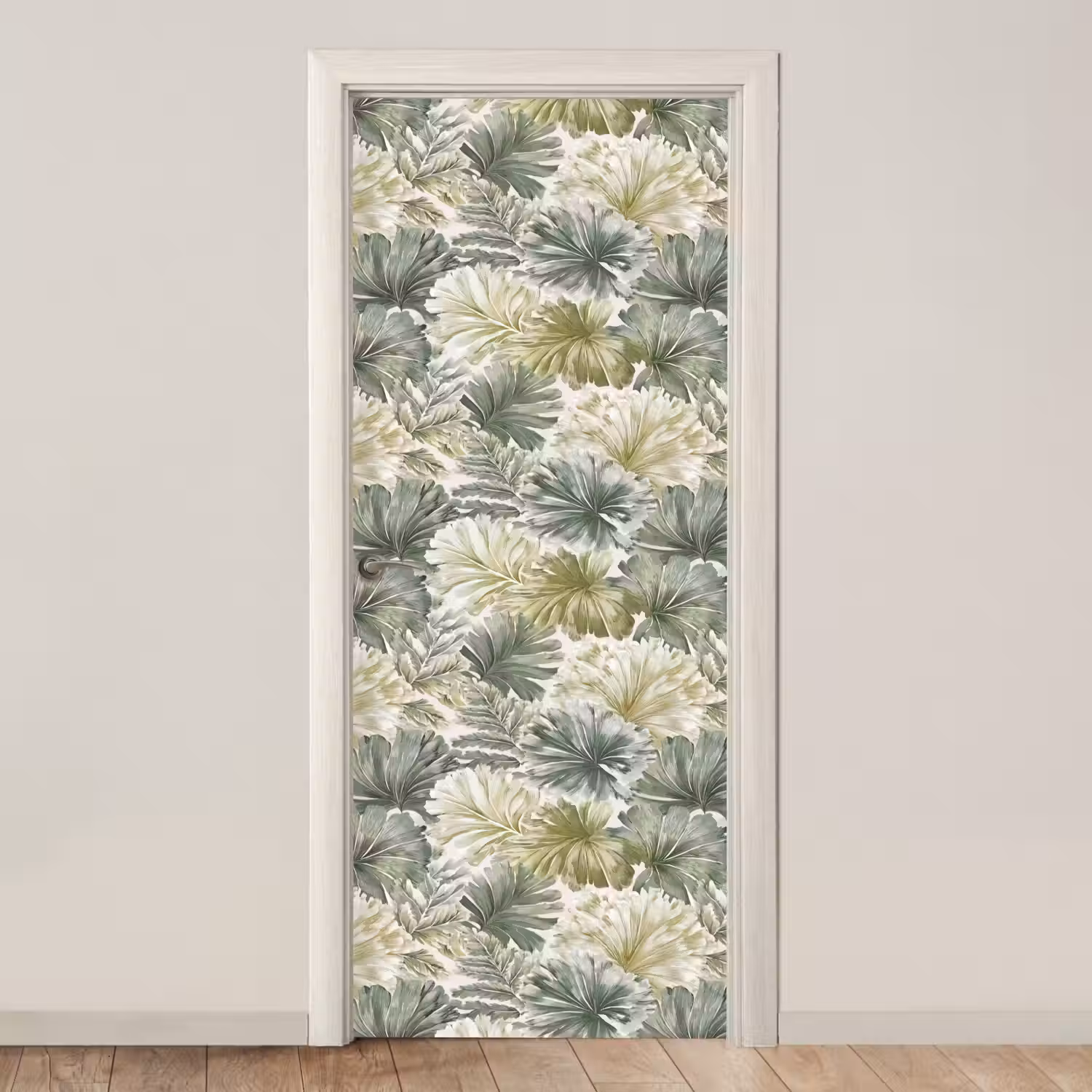 Bladeren - Botanisch - Groen deurposter klein 289 -3d_beige