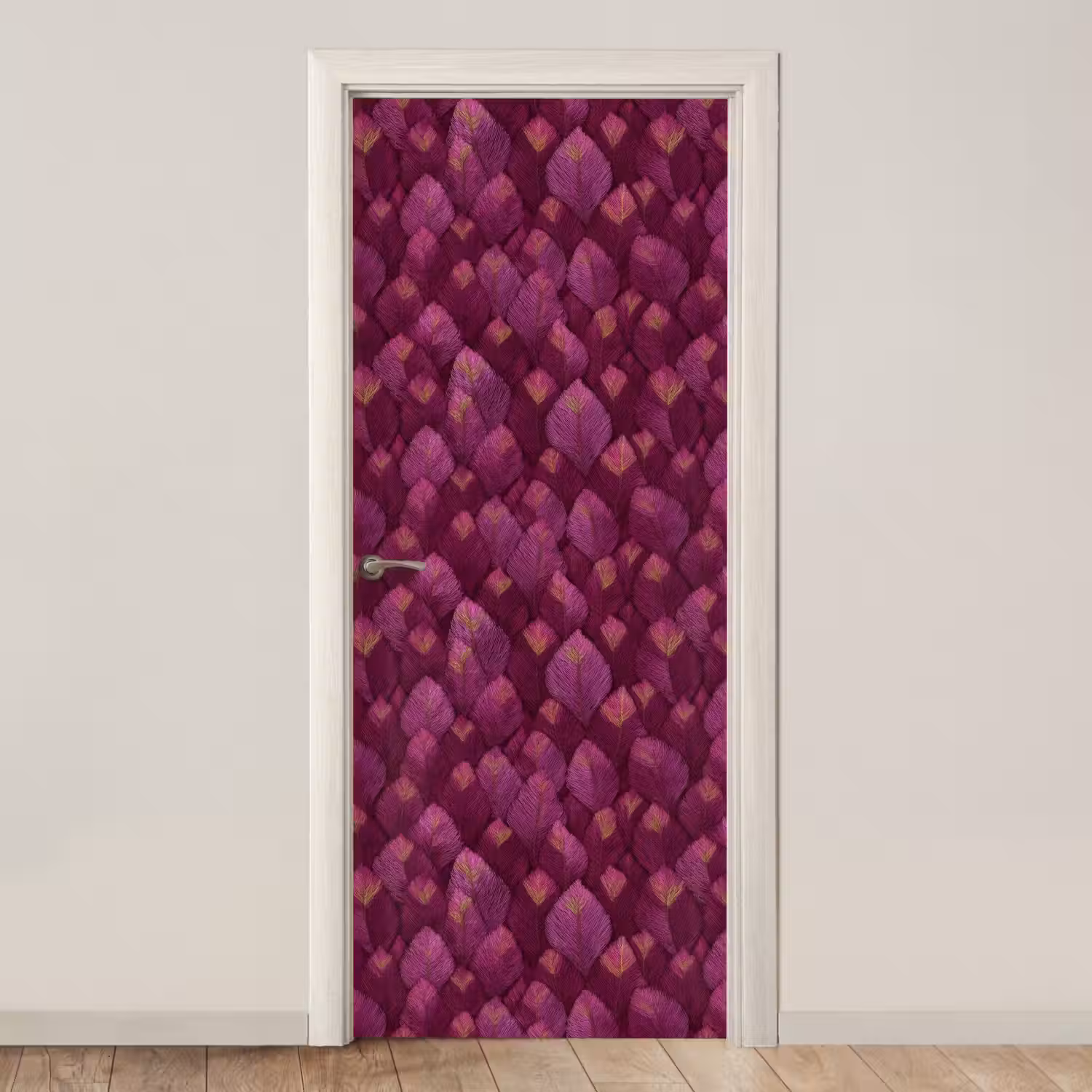 Bladeren - Patroon - Burgundy deurposter klein 289 -3d_beige