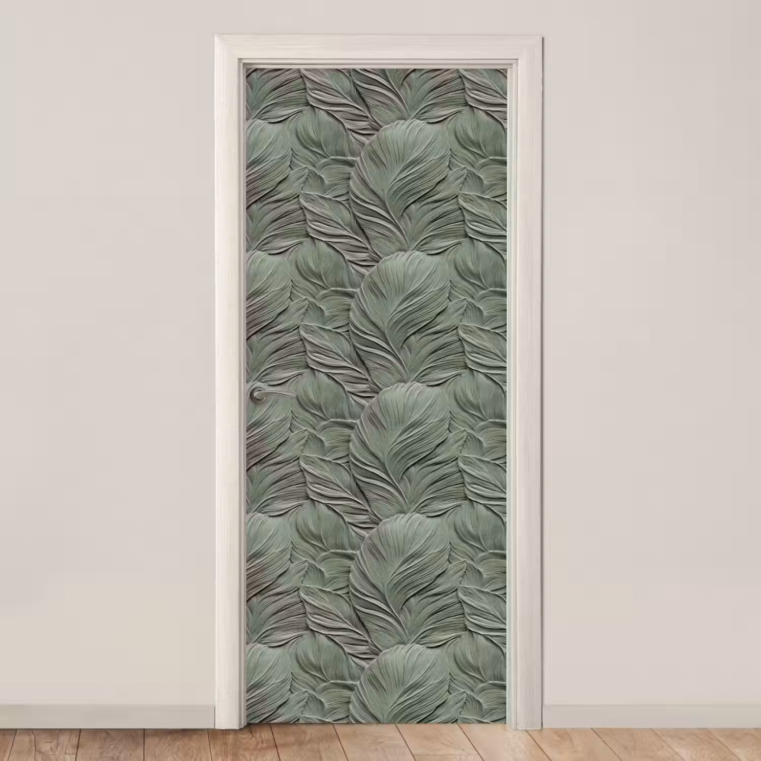 Bladeren - Textuur - Groen deurposter klein 289 -3d_beige