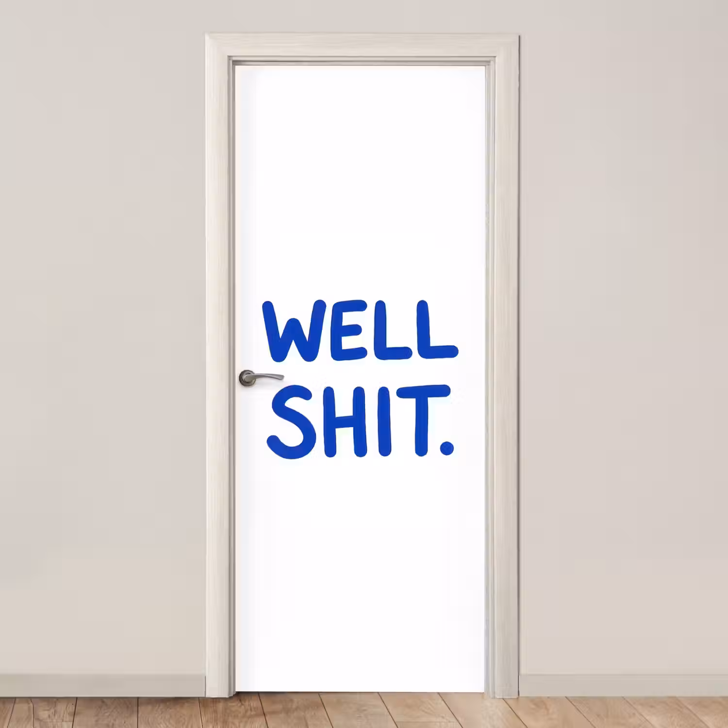 Blauw - Quote - Wit deurposter klein -3d_beige