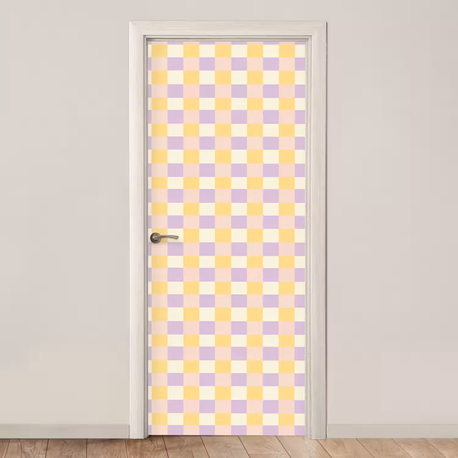 Blokjes - Lila - Geel deurposter klein 289 -3d_beige