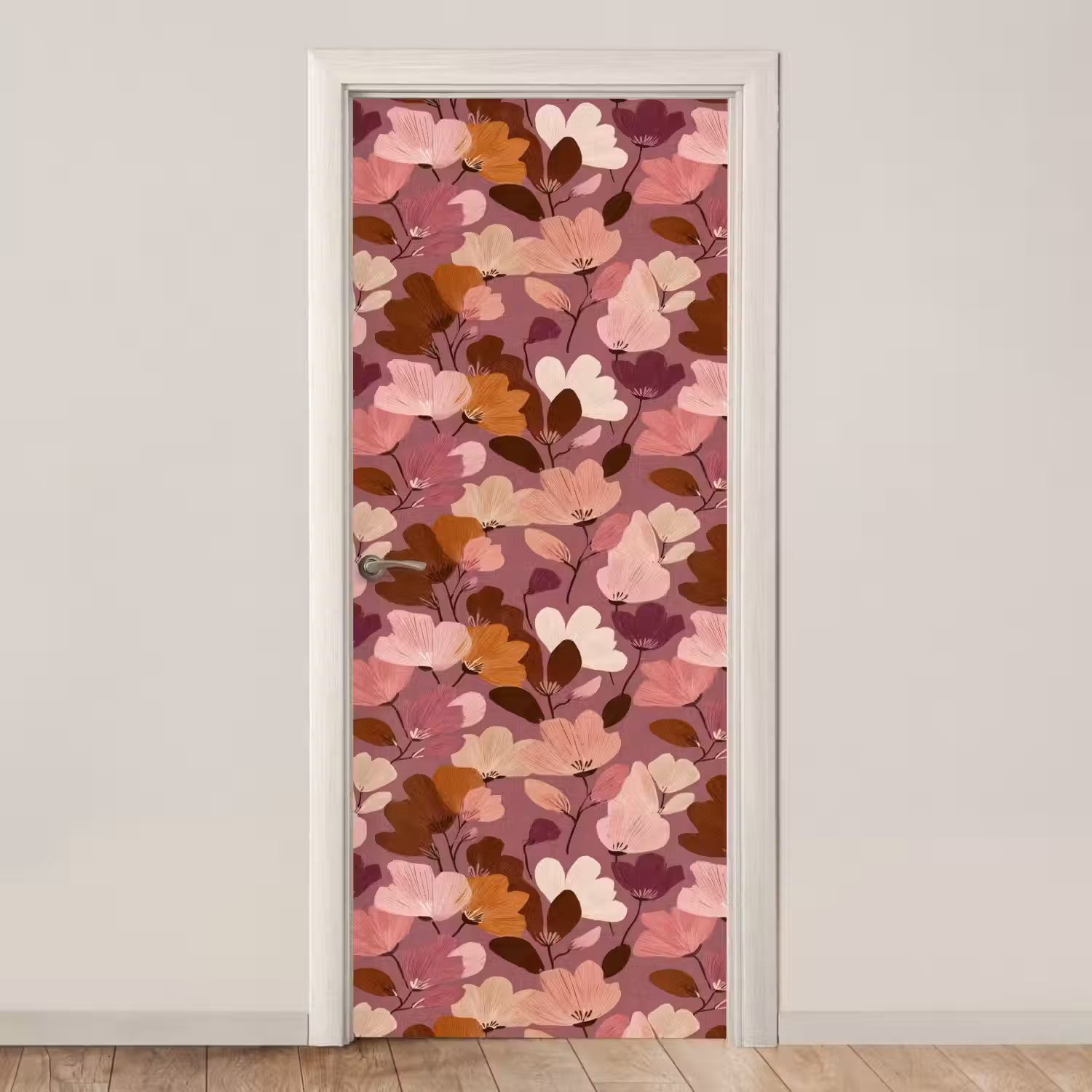 Bloem - Patroon - Roze deurposter klein 289 -3d_beige