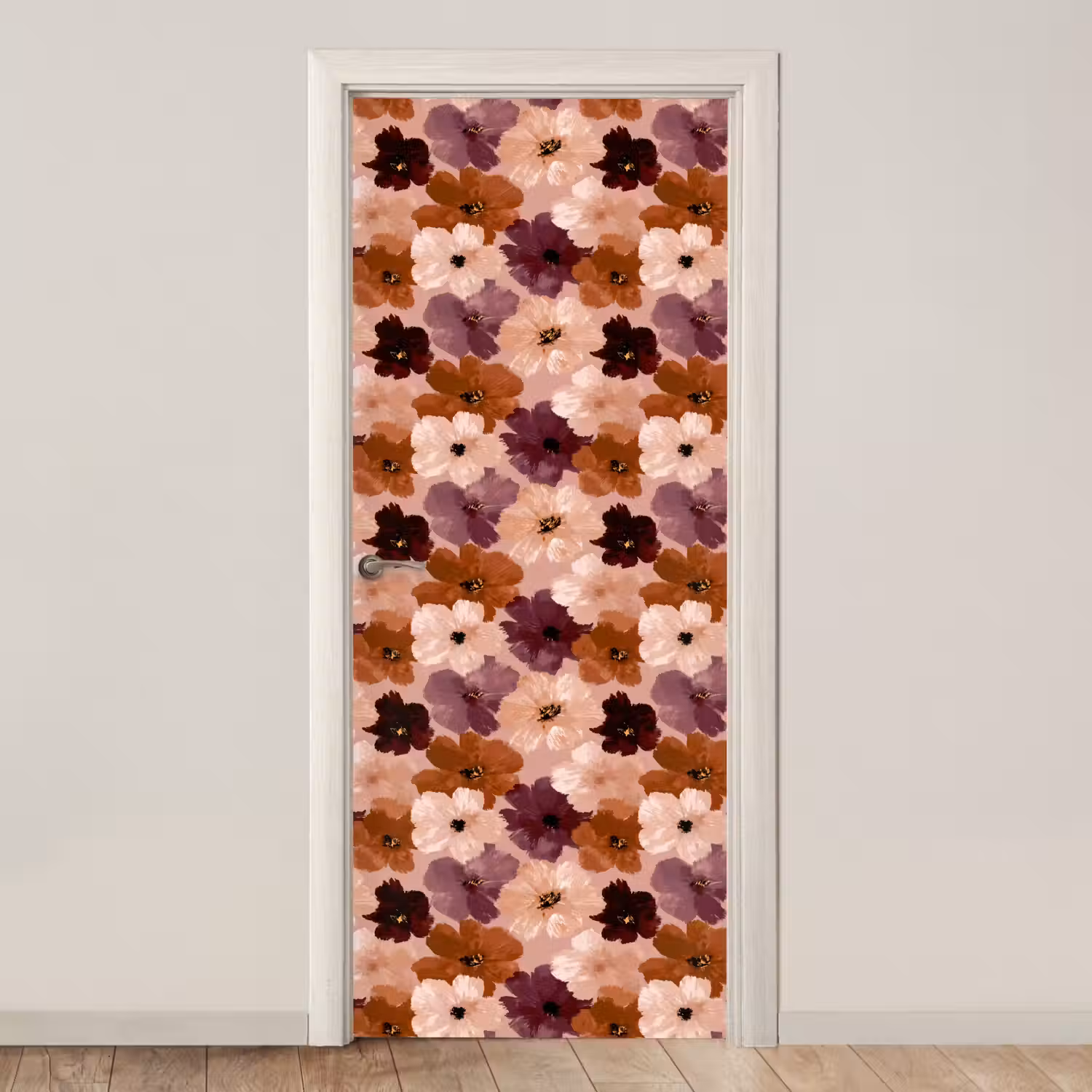 Bloemen - Abstract - Aardetinten deurposter klein 289 -3d_beige