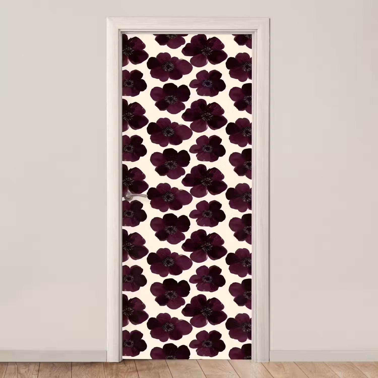 Bloemen - Aquarel - Paars deurposter klein 289 -3d_beige