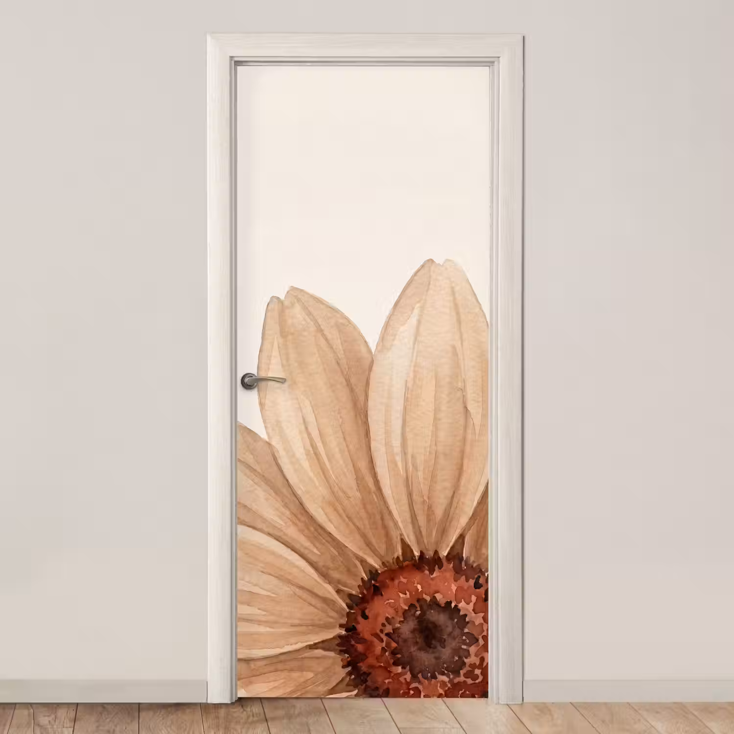 Bloemen - Bloemblad - Natuur - Aquarel - Beige deurposter klein -3d_beige