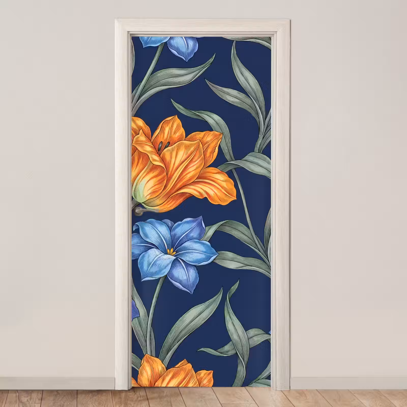 Türtapete - Blumen – Botanik – Muster - Bloemen - Botanisch - Patroon deurposter klein