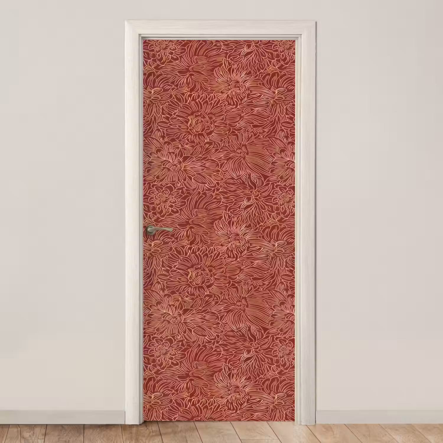 Bloemen - Motief - Rood deurposter klein 289 -3d_beige