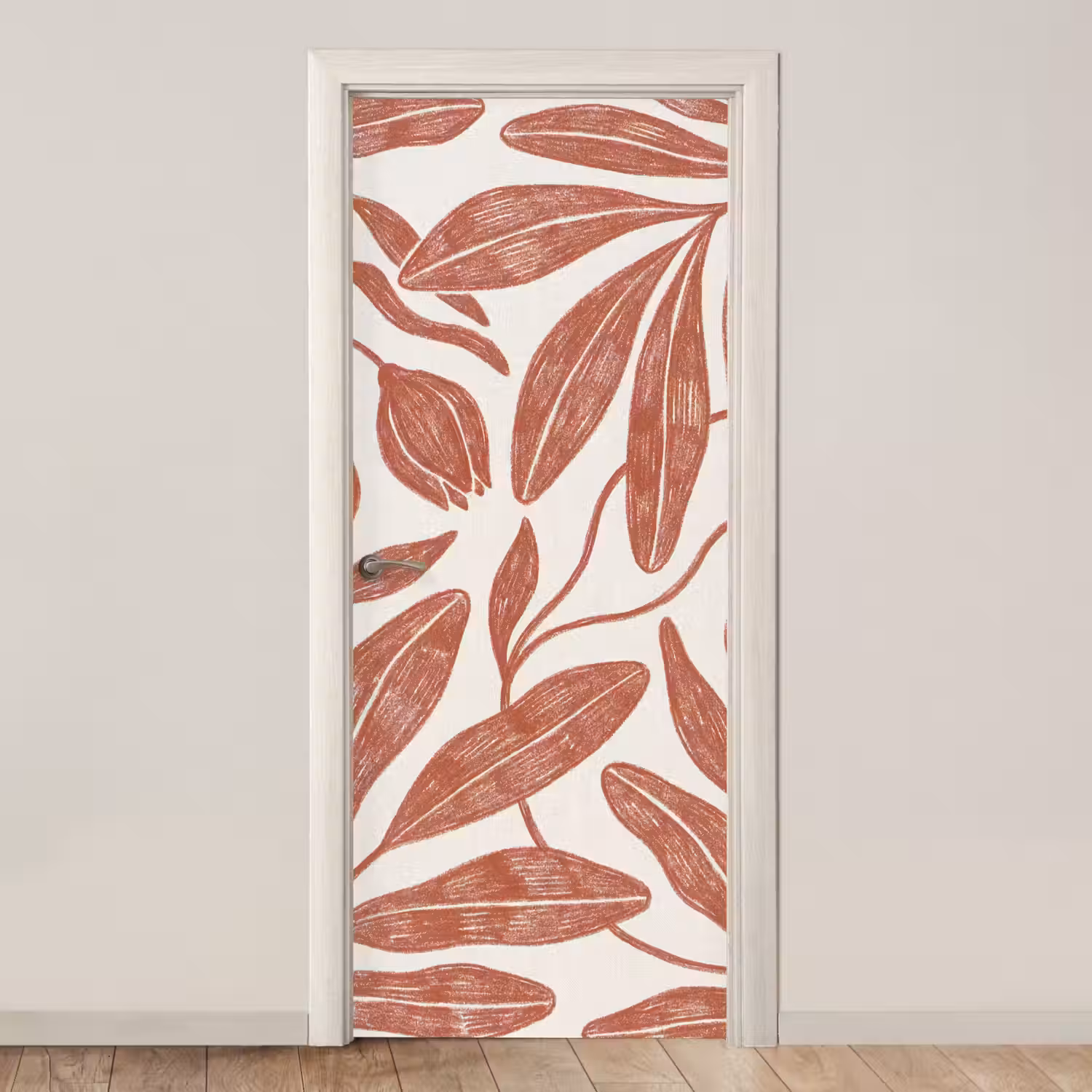 Bloemen - Patroon - Modern - Natuur - Bruin deurposter klein -3d_beige
