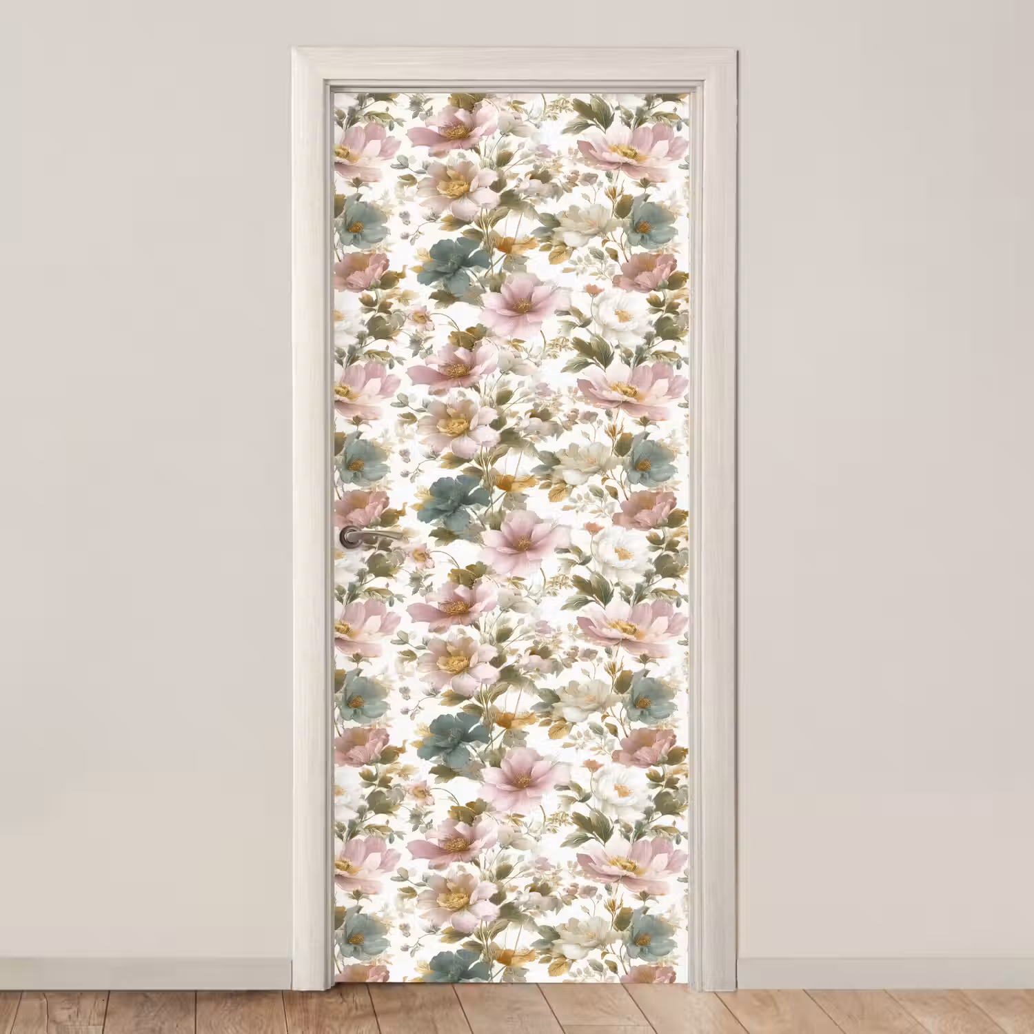 Bloemen - Patroon - Pastel deurposter klein 289 -3d_beige
