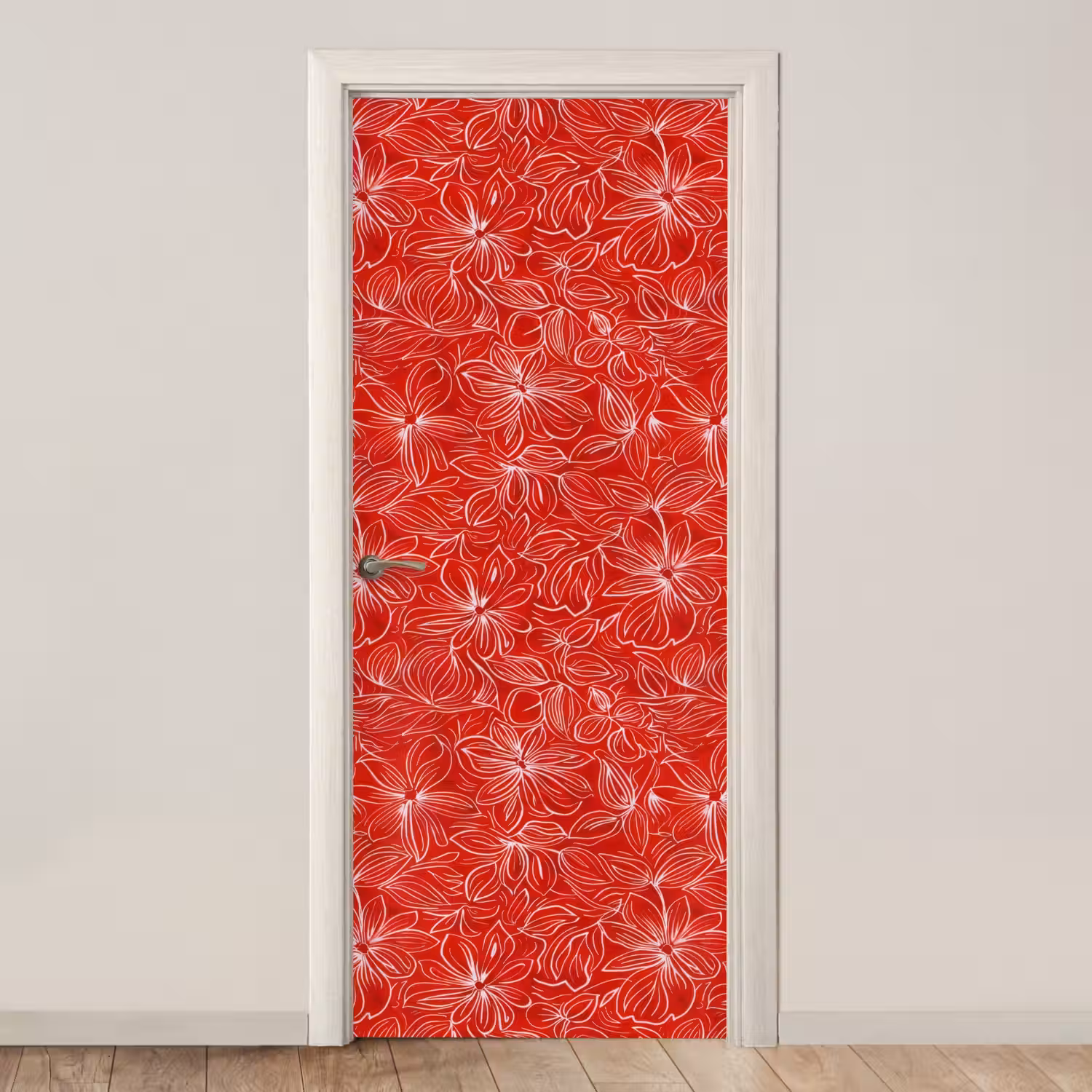 Bloemen - Patroon - Rood deurposter klein 289 -3d_beige