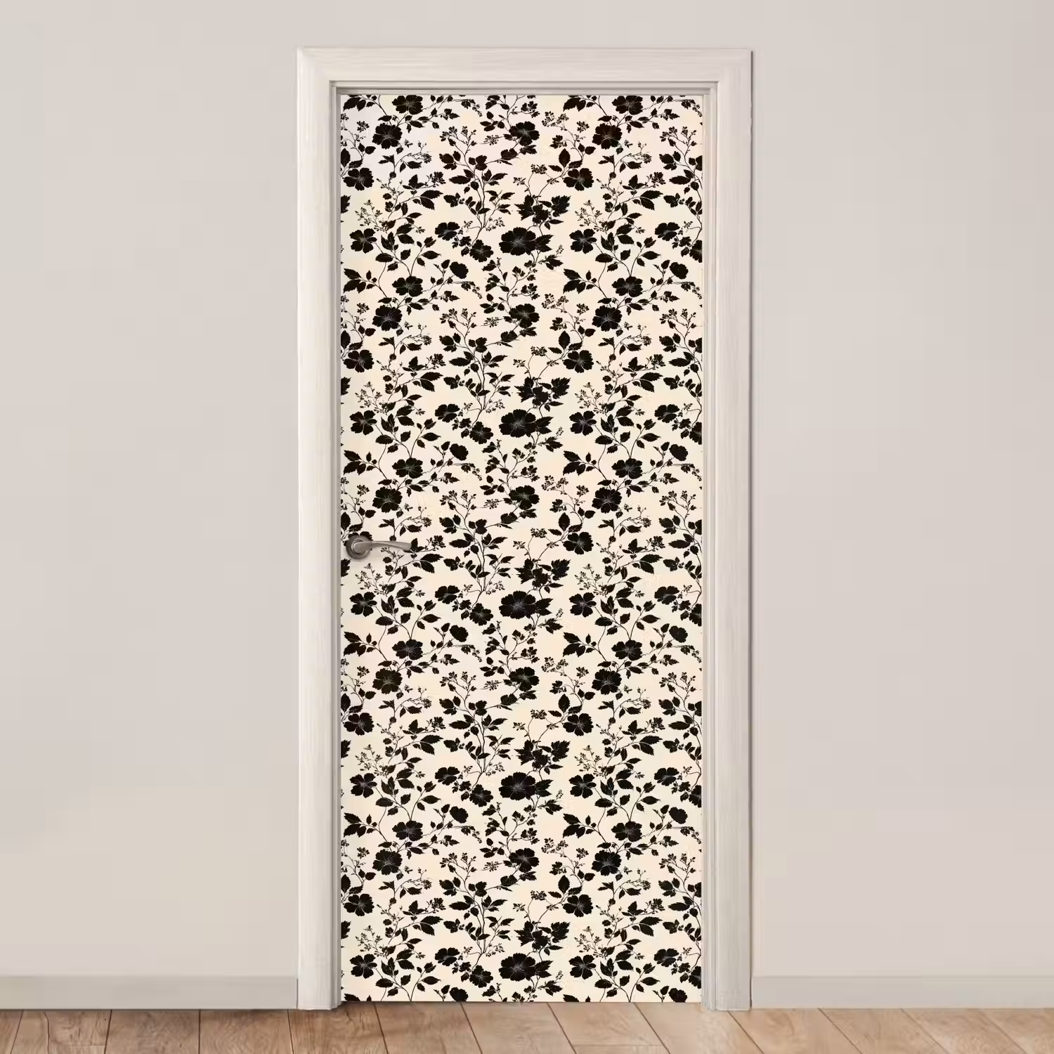 Bloemen - Dessin - Zwart deurposter klein 289 -3d_beige