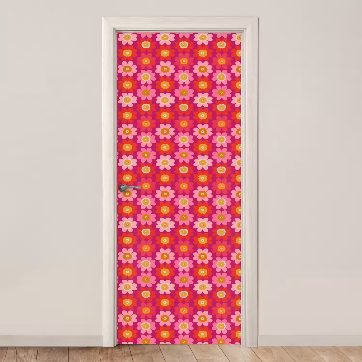 Bloemen - Retro - Kleurrijk deurposter klein 289 -3d_beige