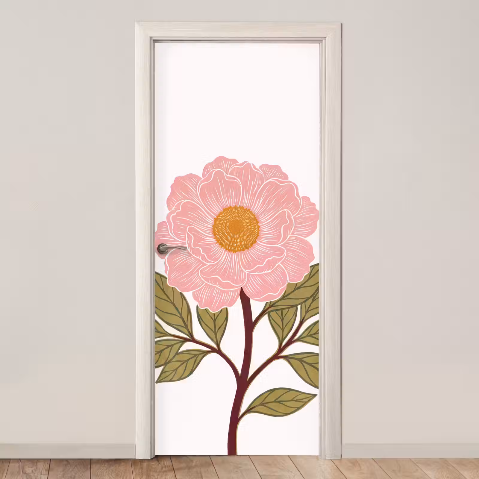 Türtapete - Blumen – Rosa – Illustration - Bloemen - Roze - Illustratie deurposter klein