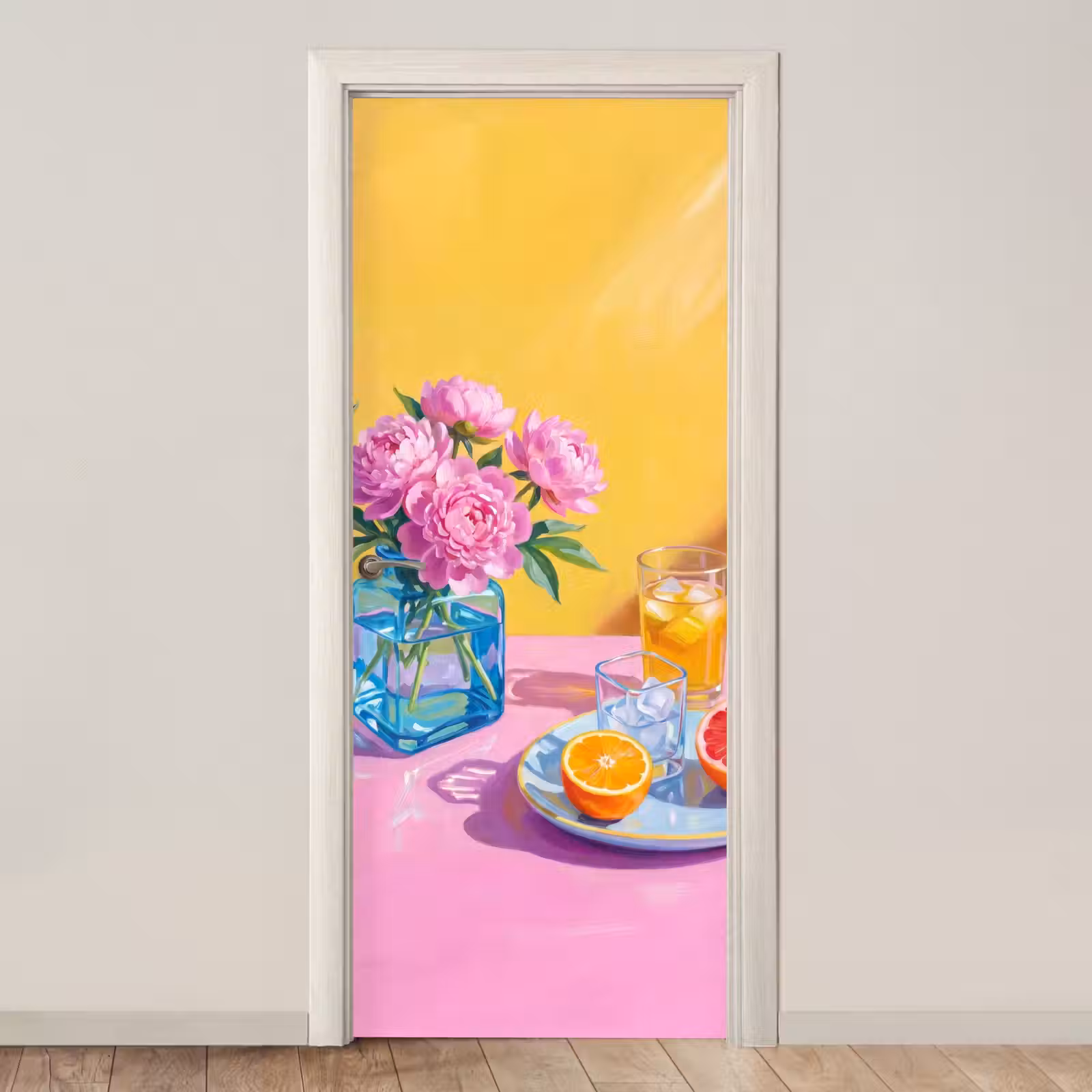 Türtapete - Blumen – Rosa – Modern - Bloemen - Roze - Modern deurposter klein