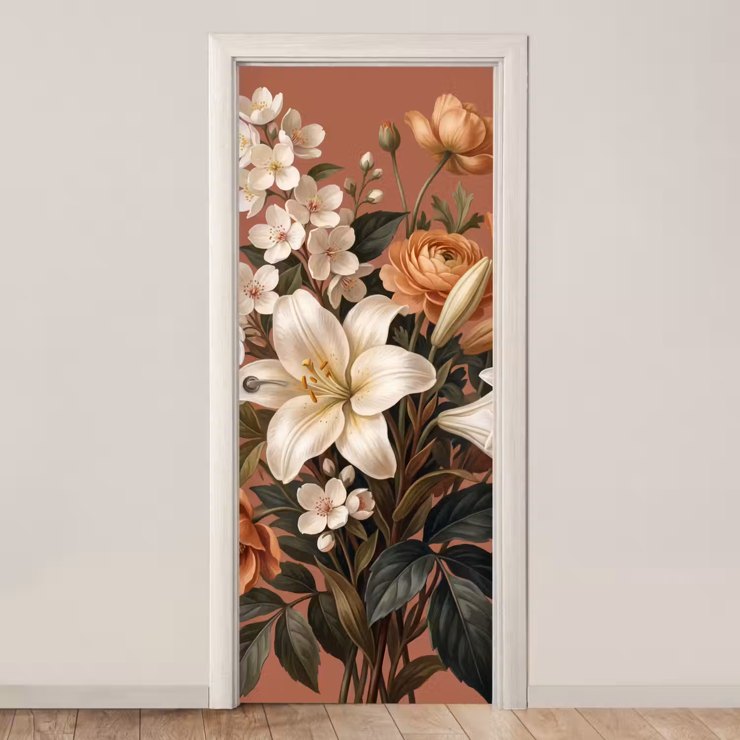 Boeket - Retro - Kleurrijk deurposter klein -3d_beige