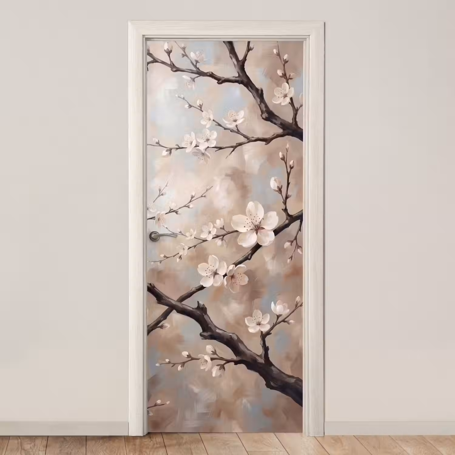 Bloesem - Takken - Schilderij - Beige - Serene deurposter klein -3d_beige