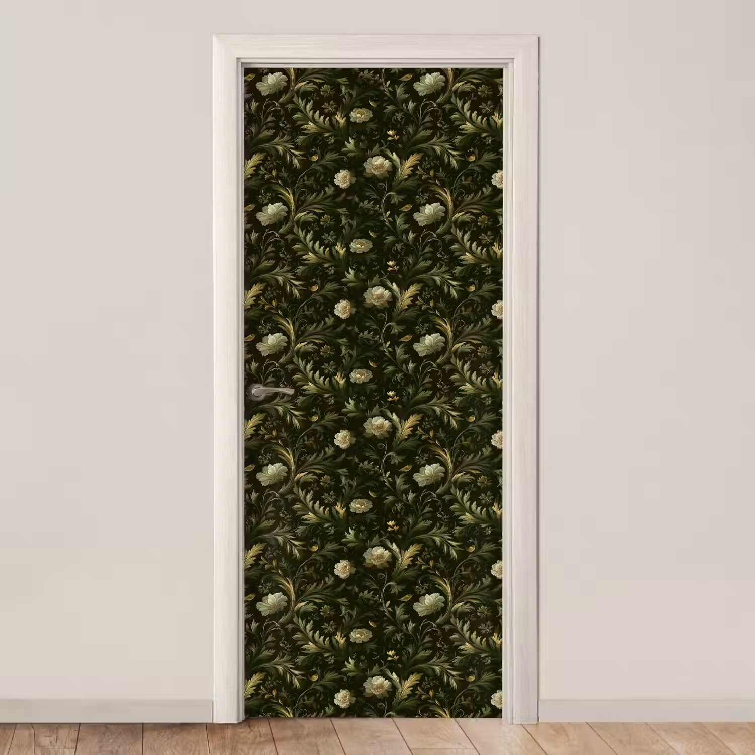 Botanisch - Naadloos - Bloemen deurposter klein 289 -3d_beige