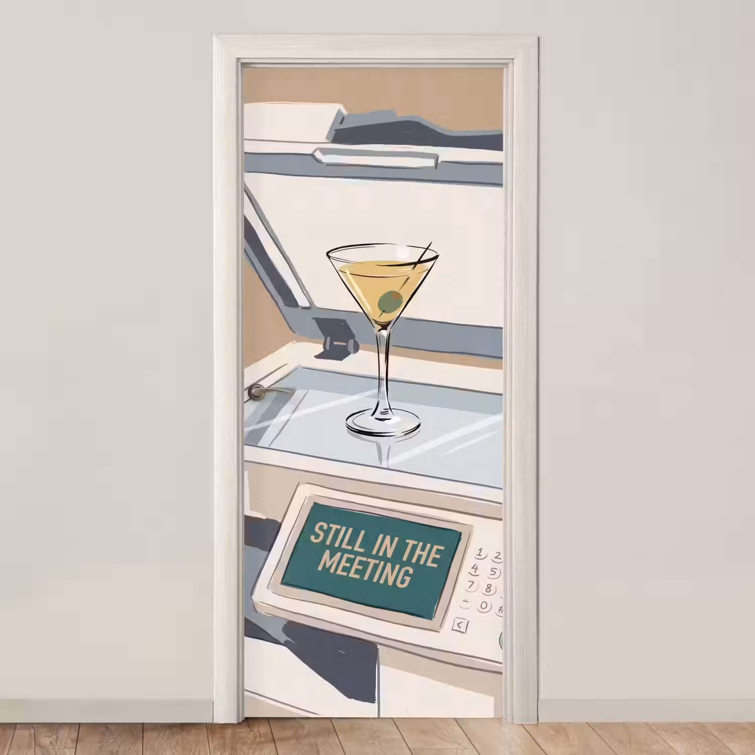 Kantoor - Drank - Humor - Illustratie deurposter klein -3d_beige