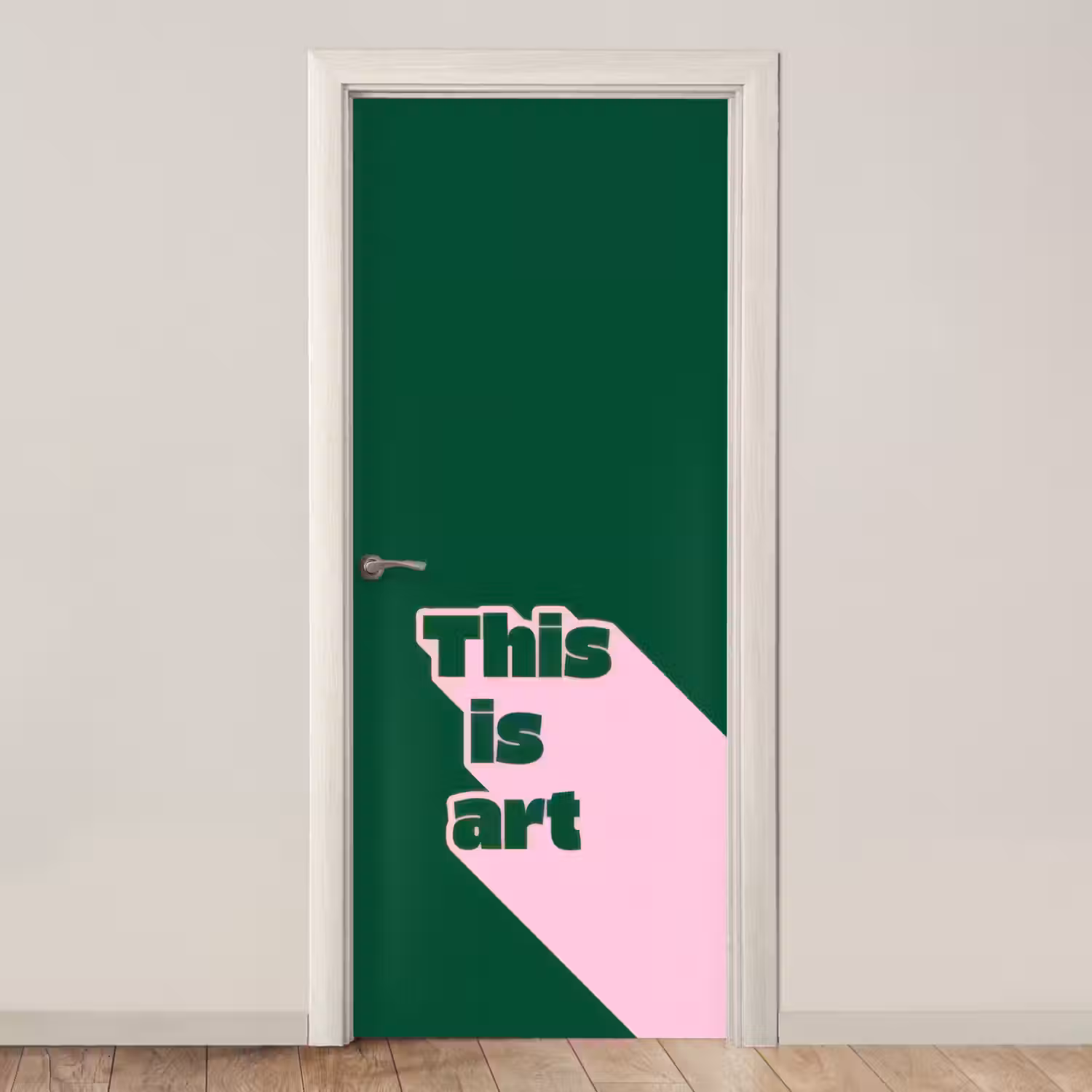 This is art - Schaduw - Roze deurposter klein -3d_beige