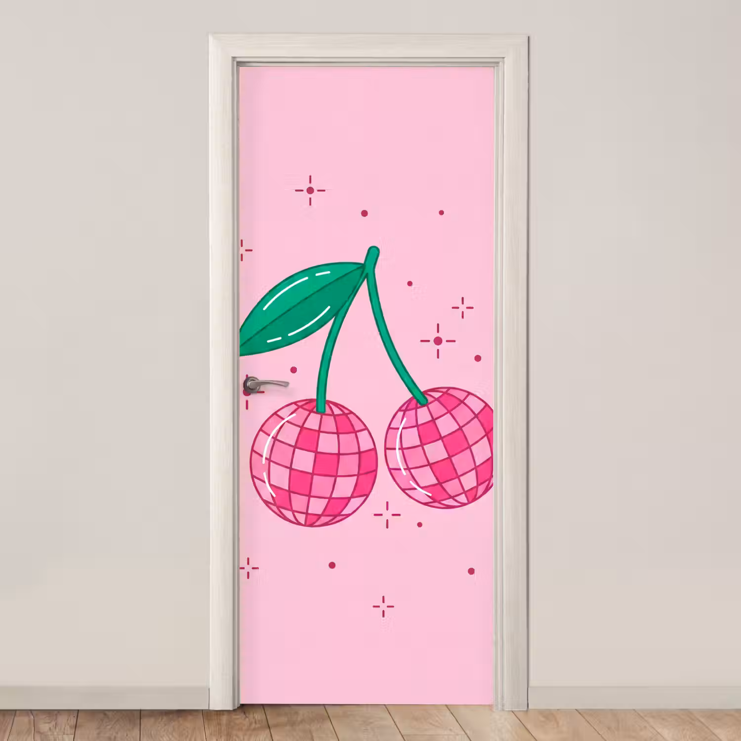 Decoratie - Disco-bal - Feest - Roze deurposter klein -3d_beige