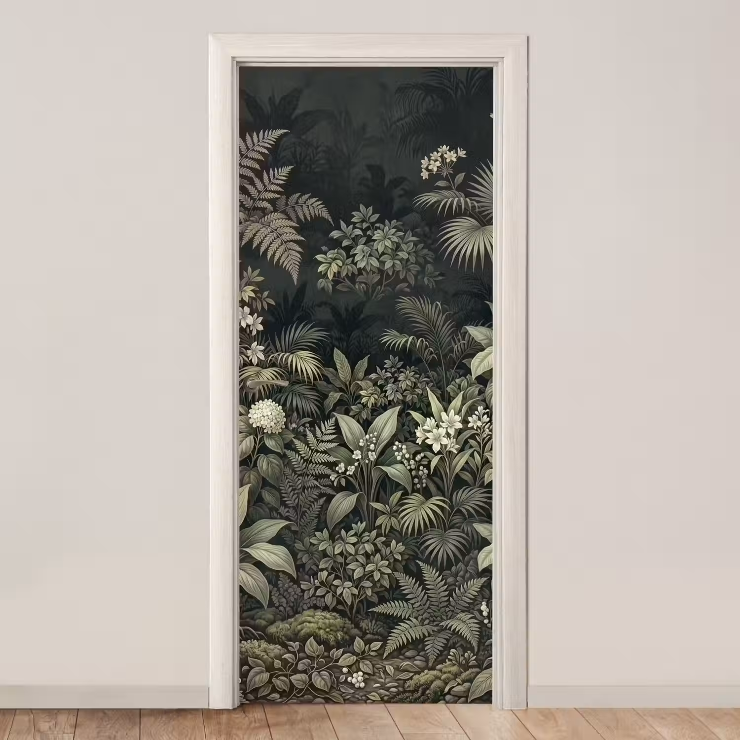 Jungle - Bladeren - Botanisch - Groen deurposter klein -3d_beige