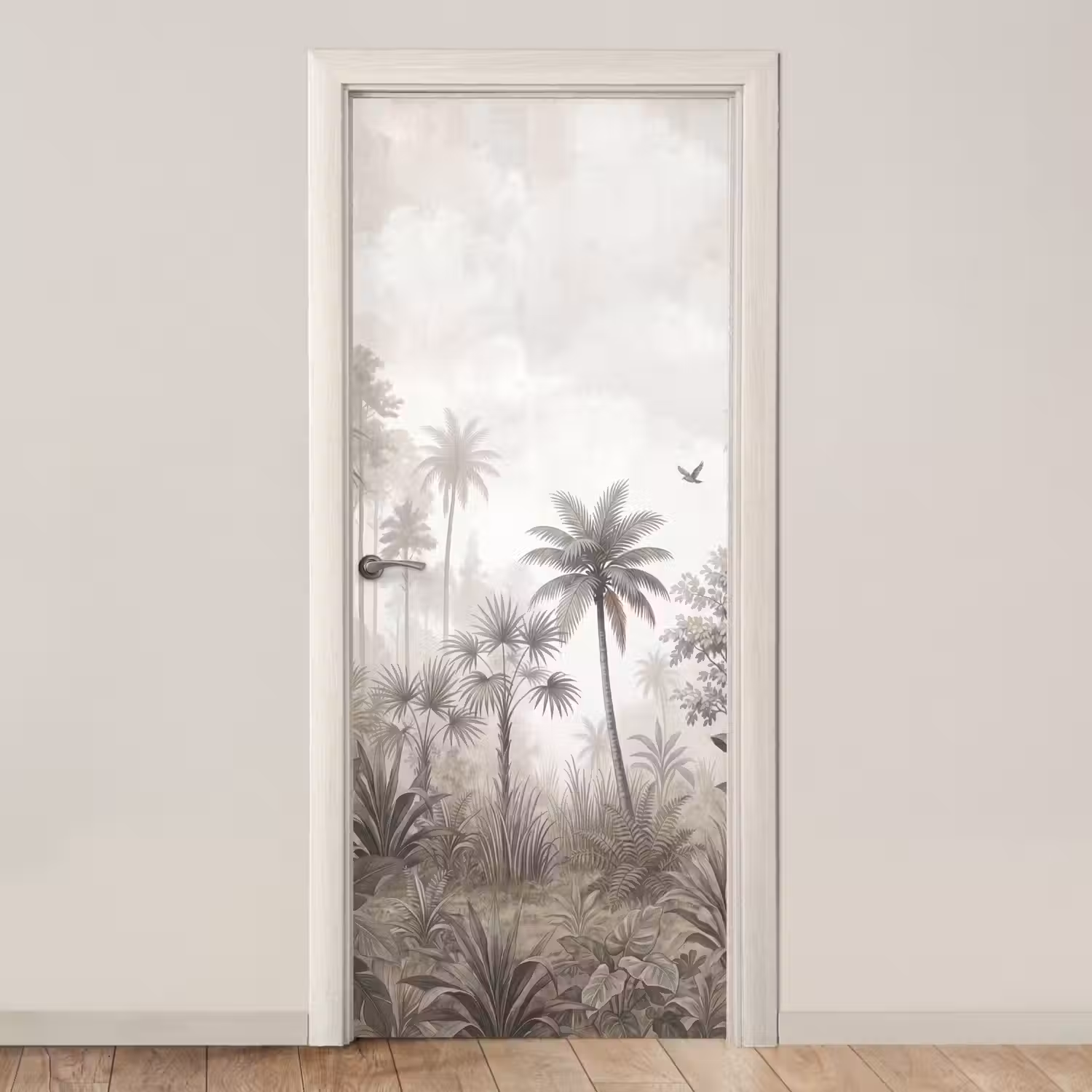 Jungle - Palmbomen - Natuur deurposter klein -3d_beige