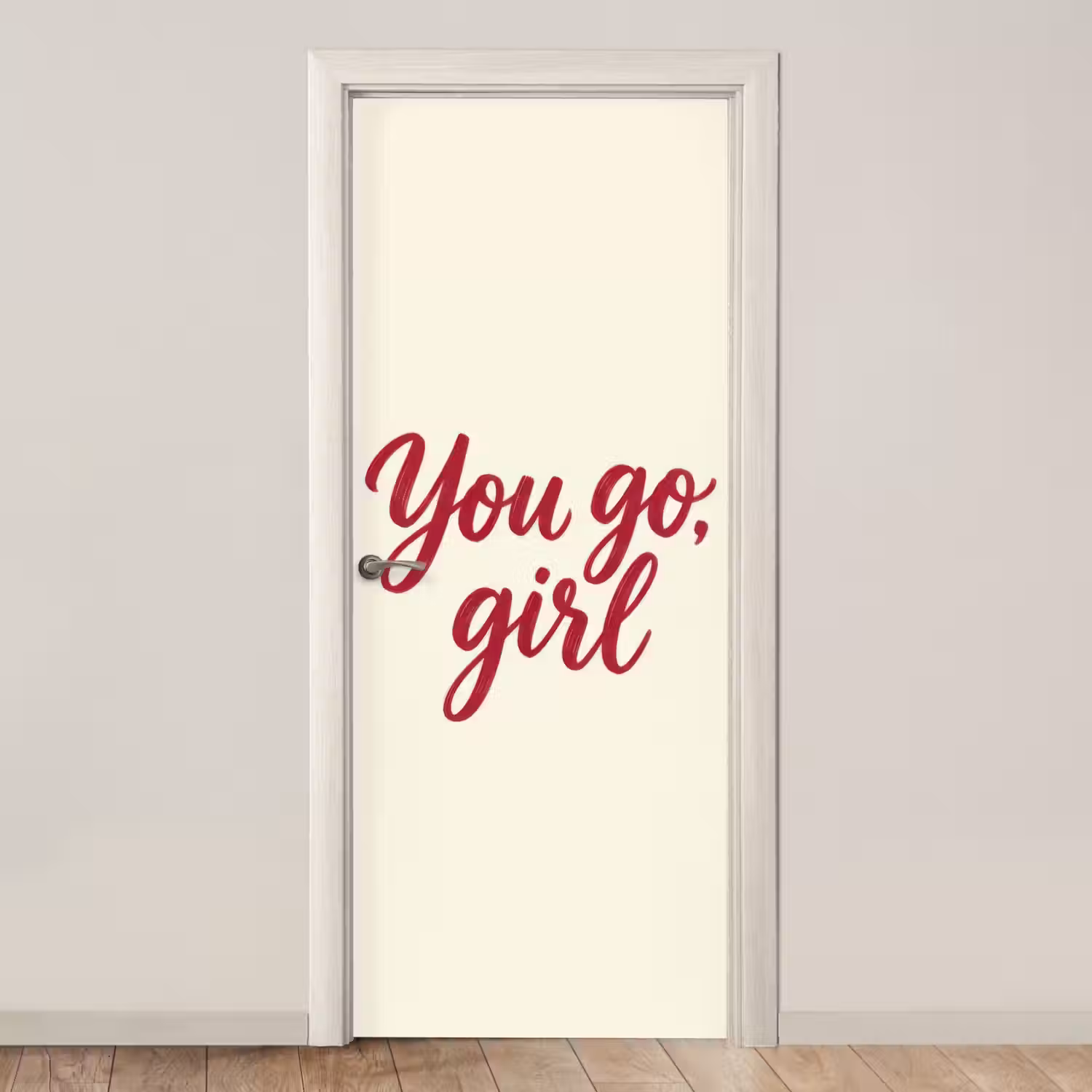 you go girl - Rood - Wit deurposter klein -3d_beige