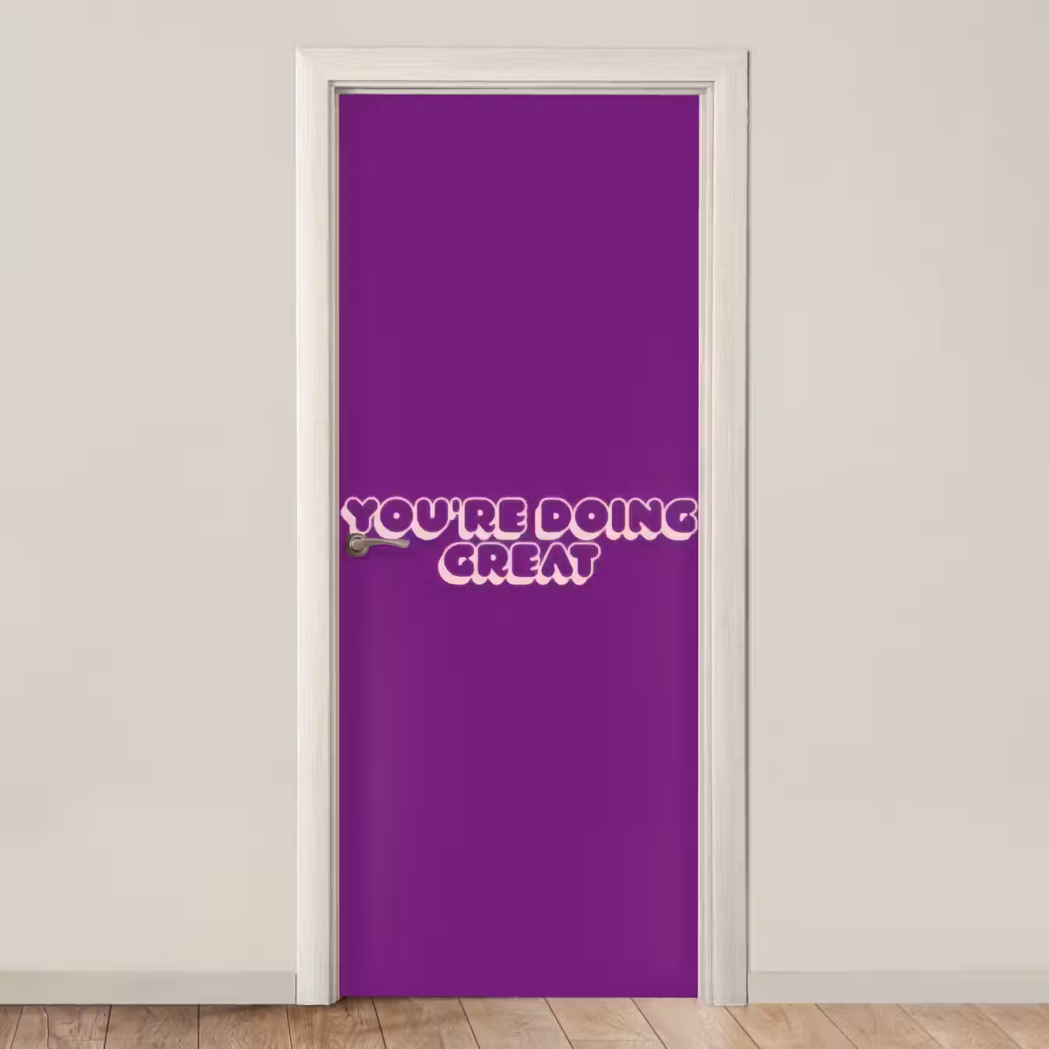 You're doing great - Paars - Bubble letters deurposter klein -3d_beige