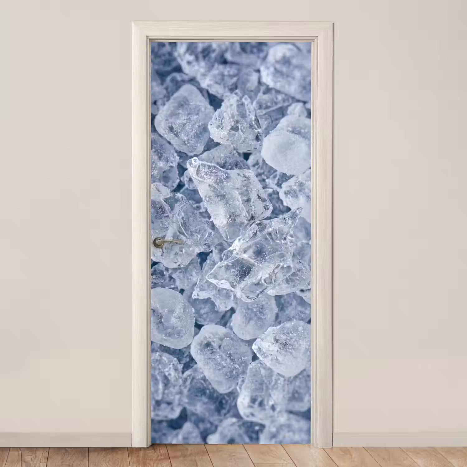 Ijsblokjes - Water - Blauw deurposter klein -3d_beige