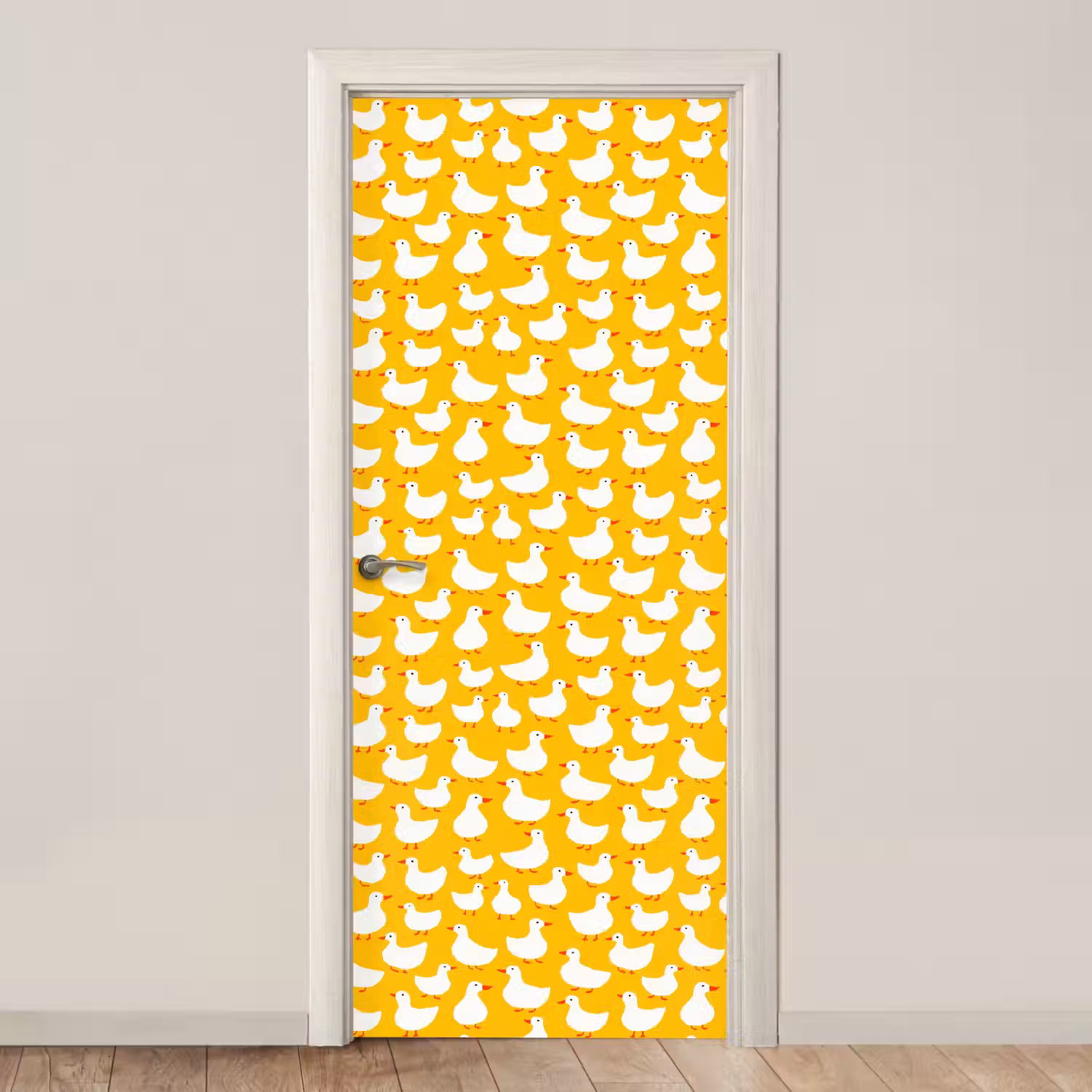 Eendjes - Patroon - Geel deurposter klein 289 -3d_beige