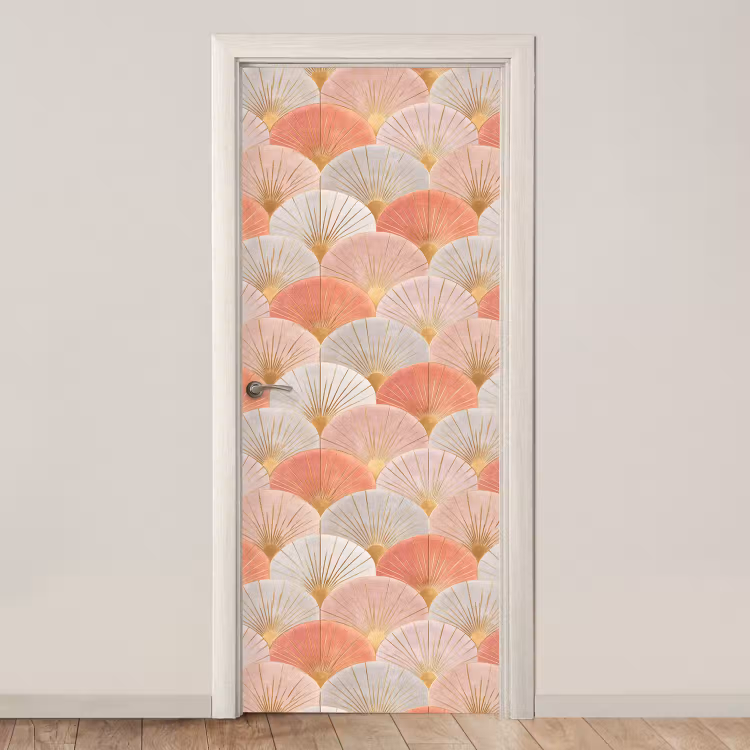 Waaiers - Goud - Roze deurposter klein 289 -3d_beige