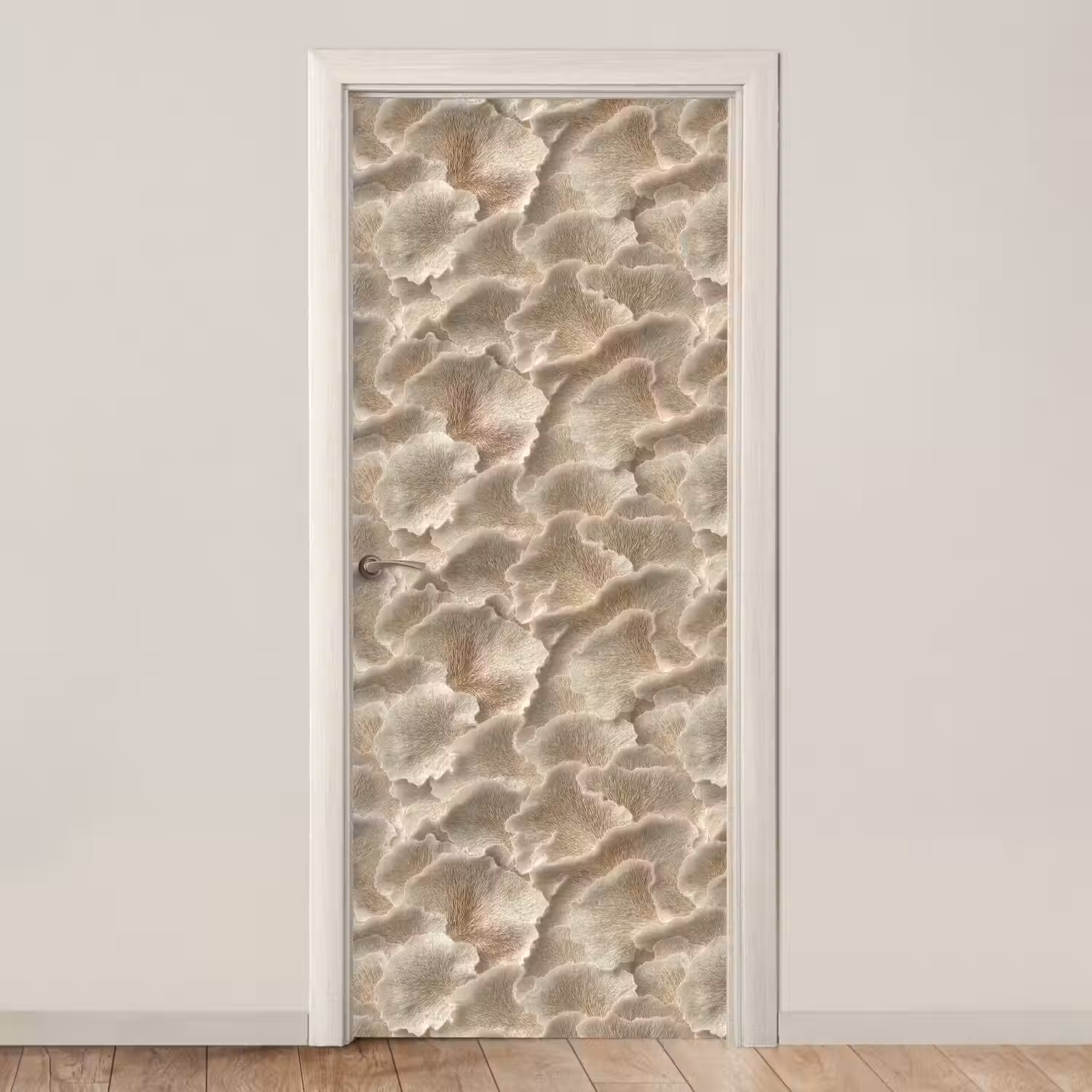 Waaierstructuren - Beige - Vezeltextuur deurposter klein 289 -3d_beige