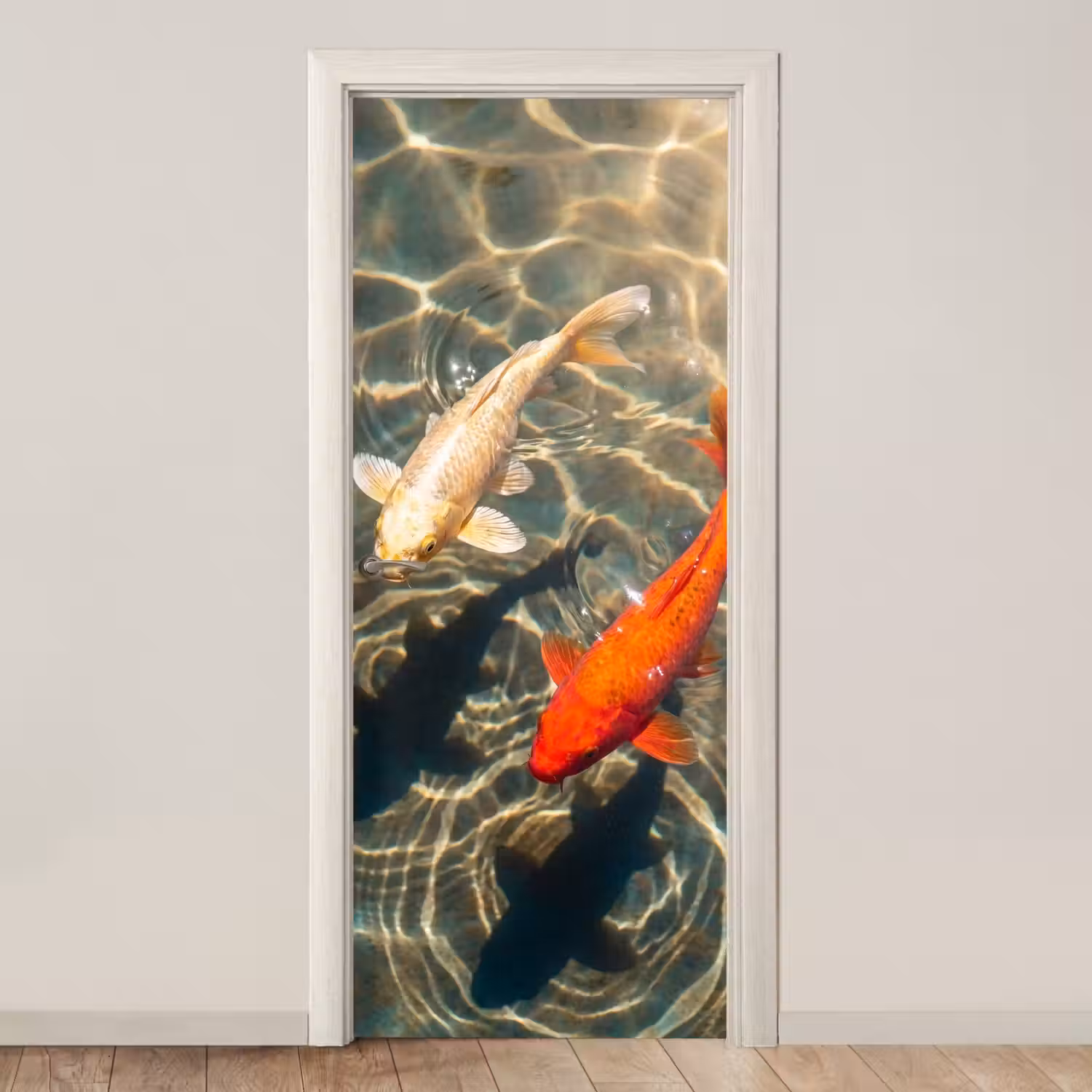 Vis - Water - Dieren - Oranje - Goud deurposter klein -3d_beige