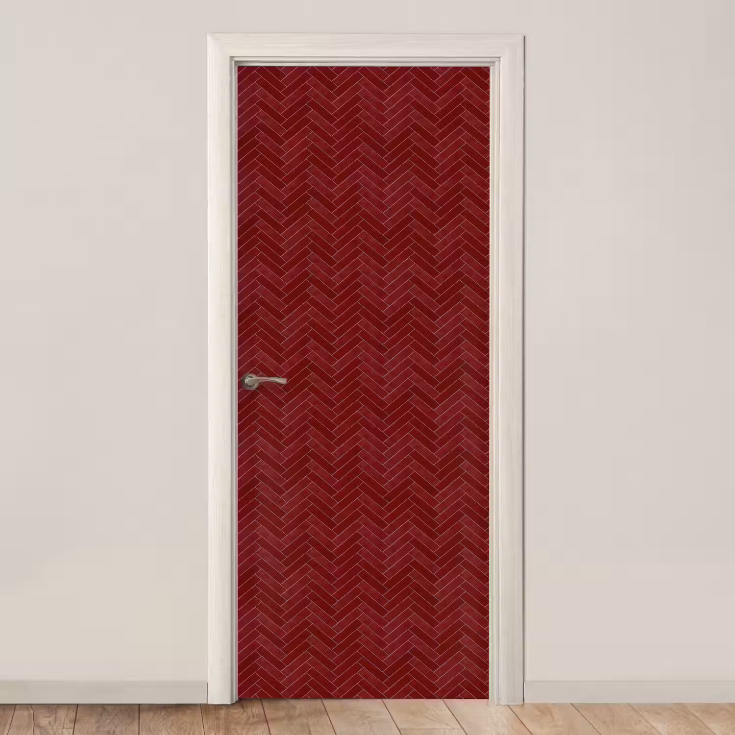 Visgraat - Wandtegel - Bordeaux - Rood deurposter klein 289 -3d_beige