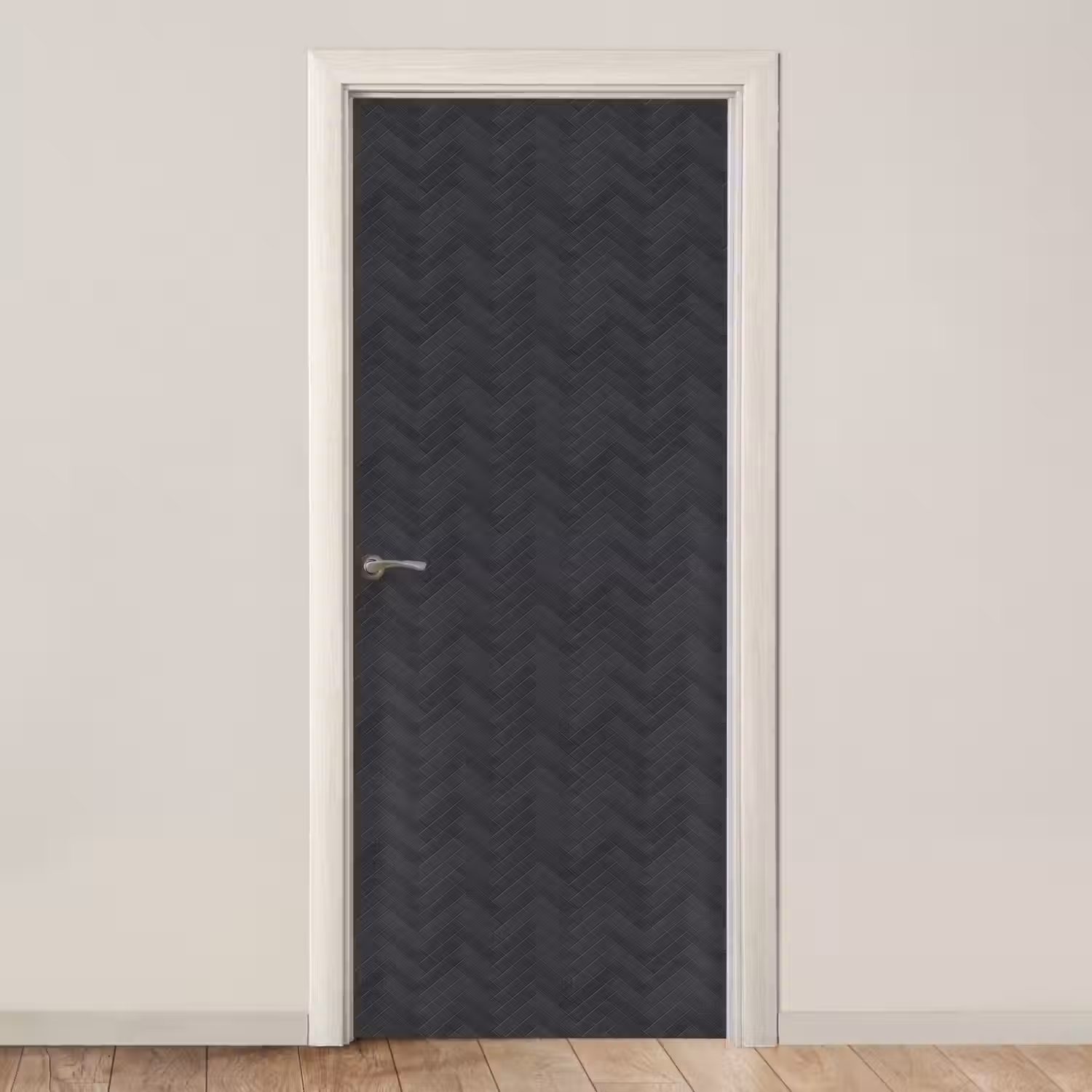 Visgraat - Wandtegel - Donkergrijs deurposter klein 289 -3d_beige