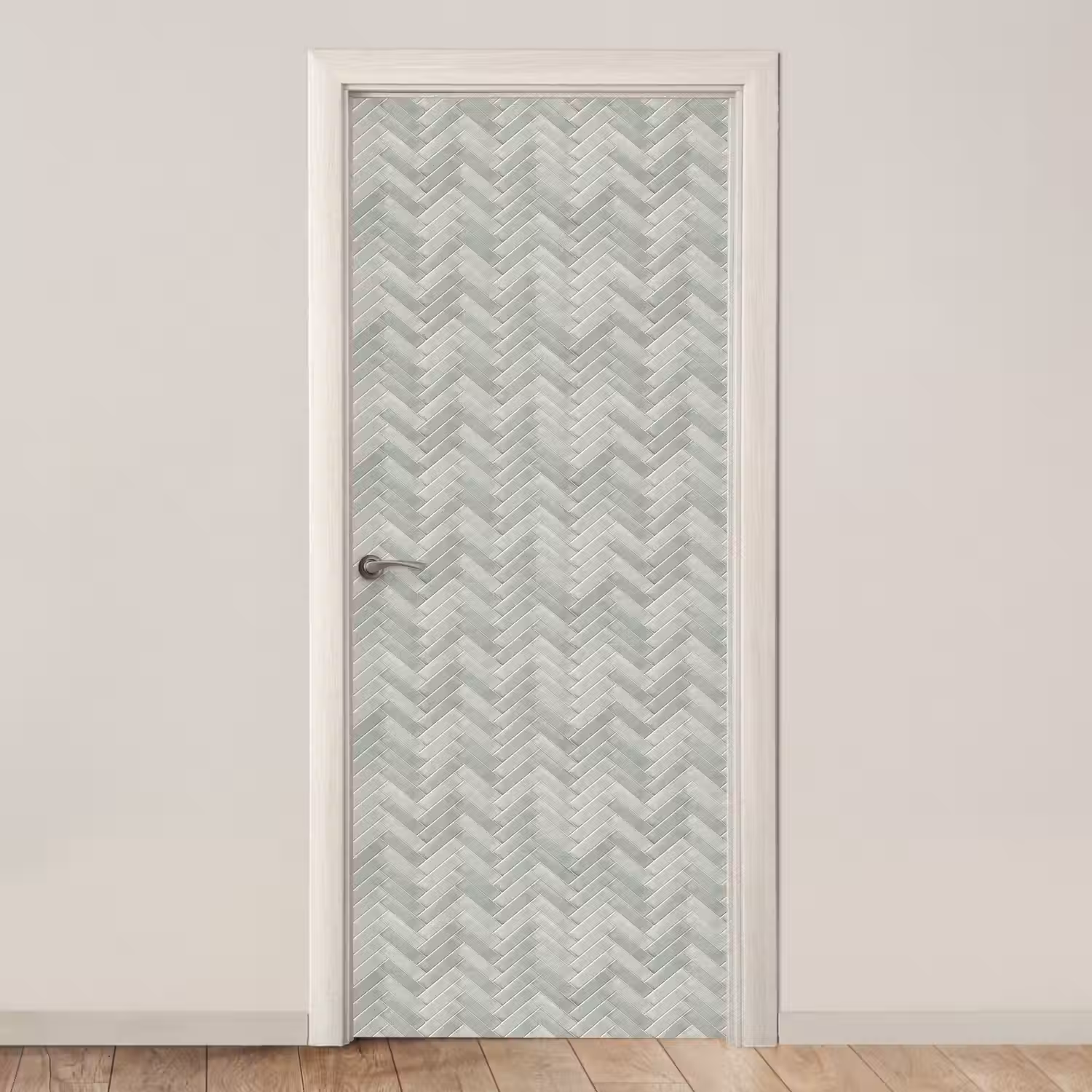Visgraat - Wandtegel - Grijs deurposter klein 289 -3d_beige
